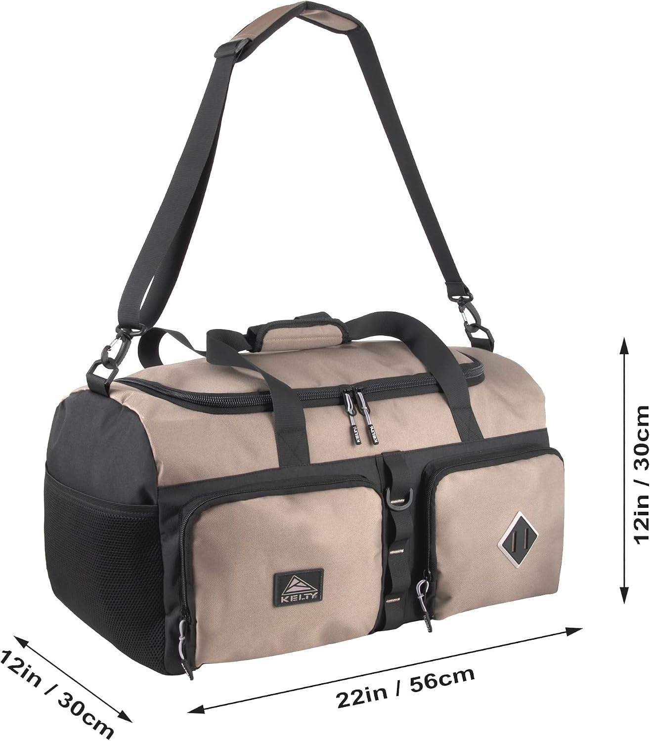 image:imageKelty 22 Inch Large 51 Liter Capacity Sports Travel Duffel Bag Pockets with Sneaker Compartment Shoulder Strap Top Carry HandleKhaki Black