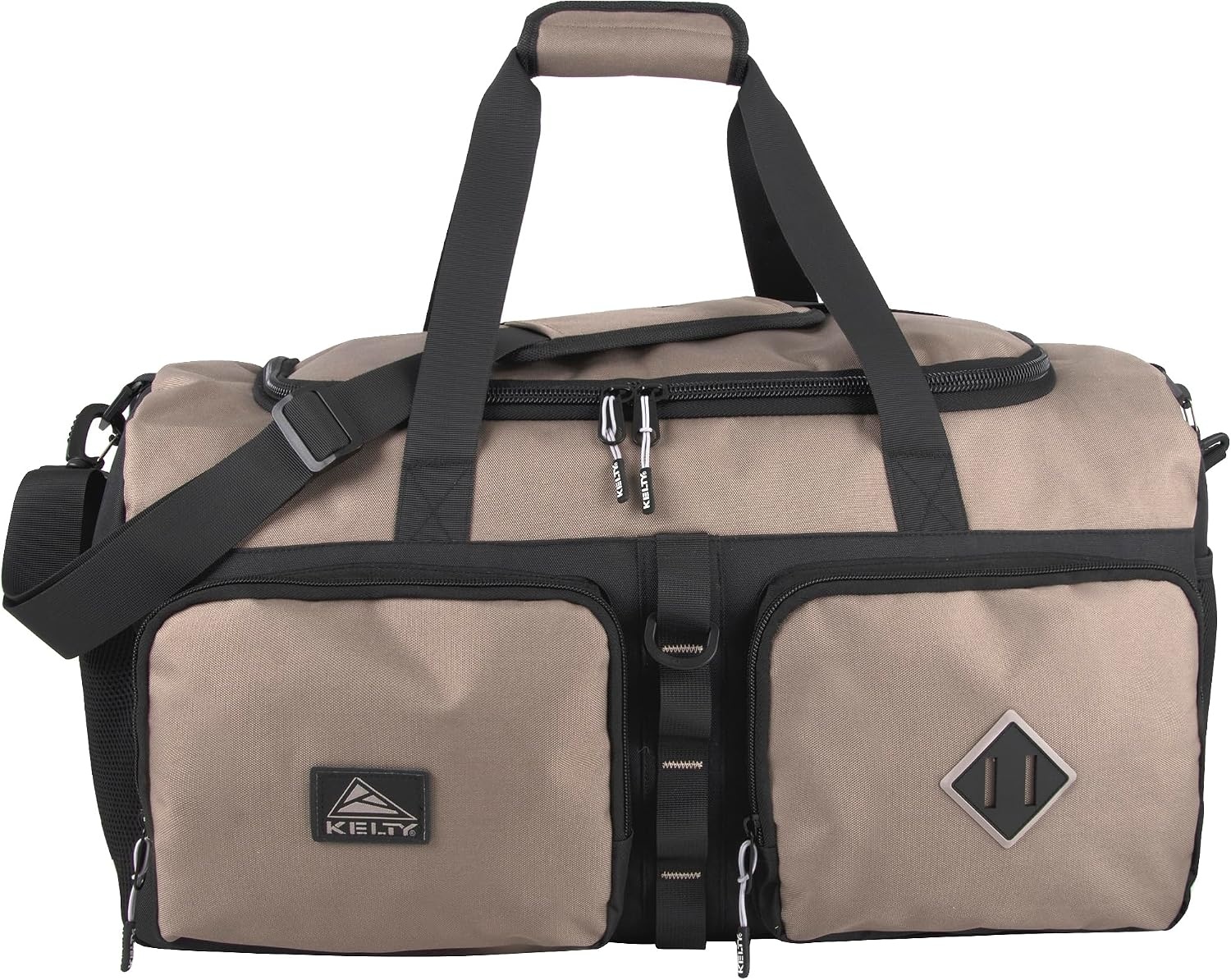image:imageKelty 22 Inch Large 51 Liter Capacity Sports Travel Duffel Bag Pockets with Sneaker Compartment Shoulder Strap Top Carry HandleKhaki Black