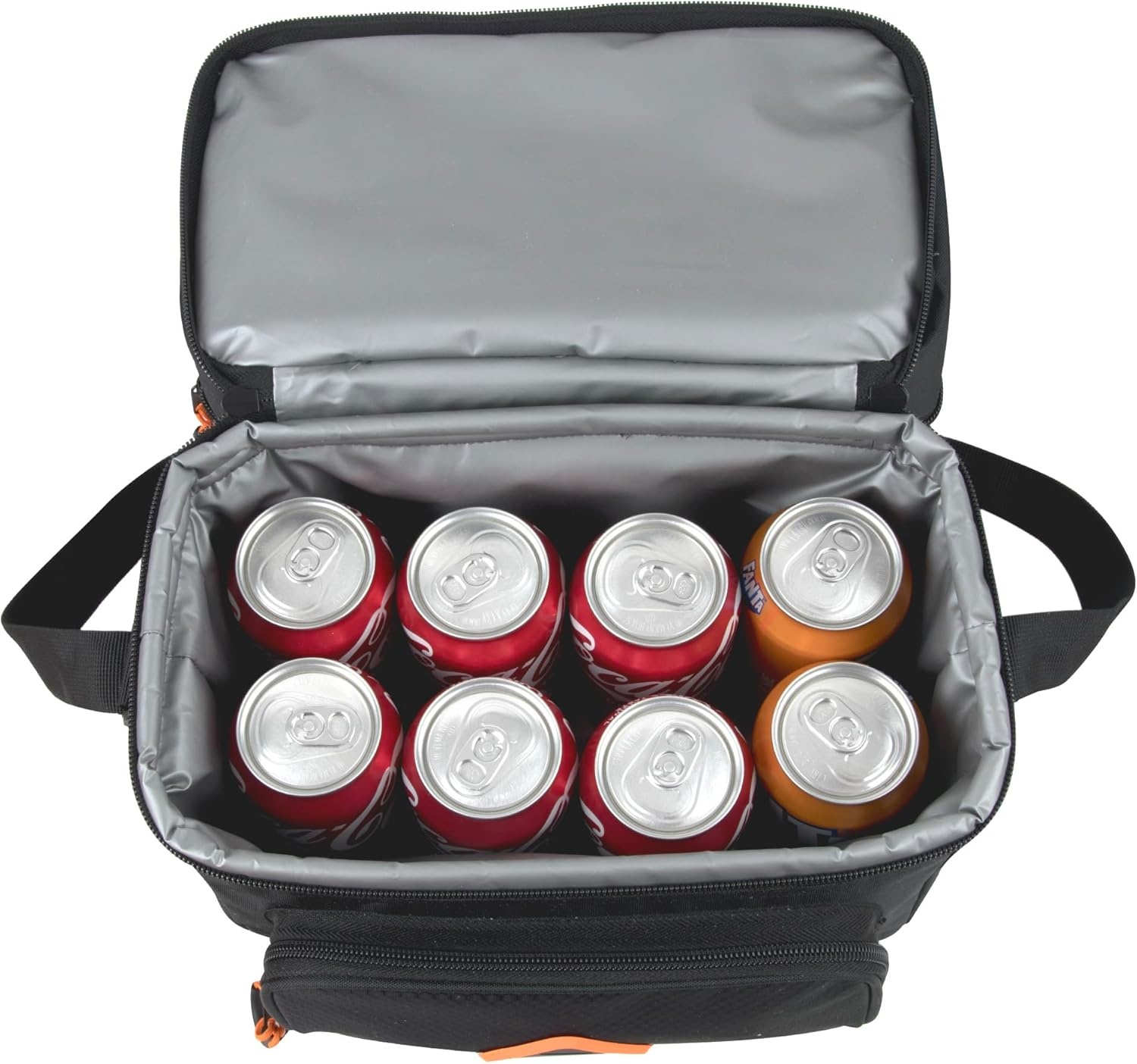 image:imageKelty Adult Insulated Lunch Bag Leakproof 12 Can 12 Liter Capacity with Top Carry Handle Adjustable Shoulder Strap Zippered Compartments Sport DetailingBlack