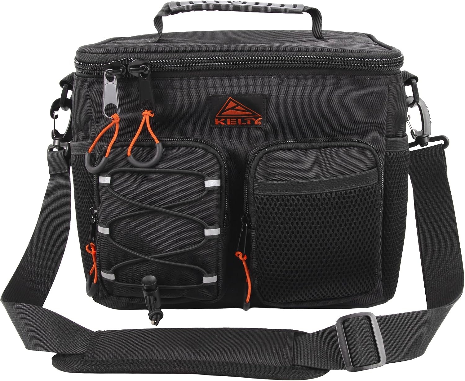 image:imageKelty Adult Insulated Lunch Bag Leakproof 18 Can 15 Liter Capacity with Top Rubber Grip Carry Handle Adjustable Shoulder Strap Zippered Compartment Bungee DetailingBlack