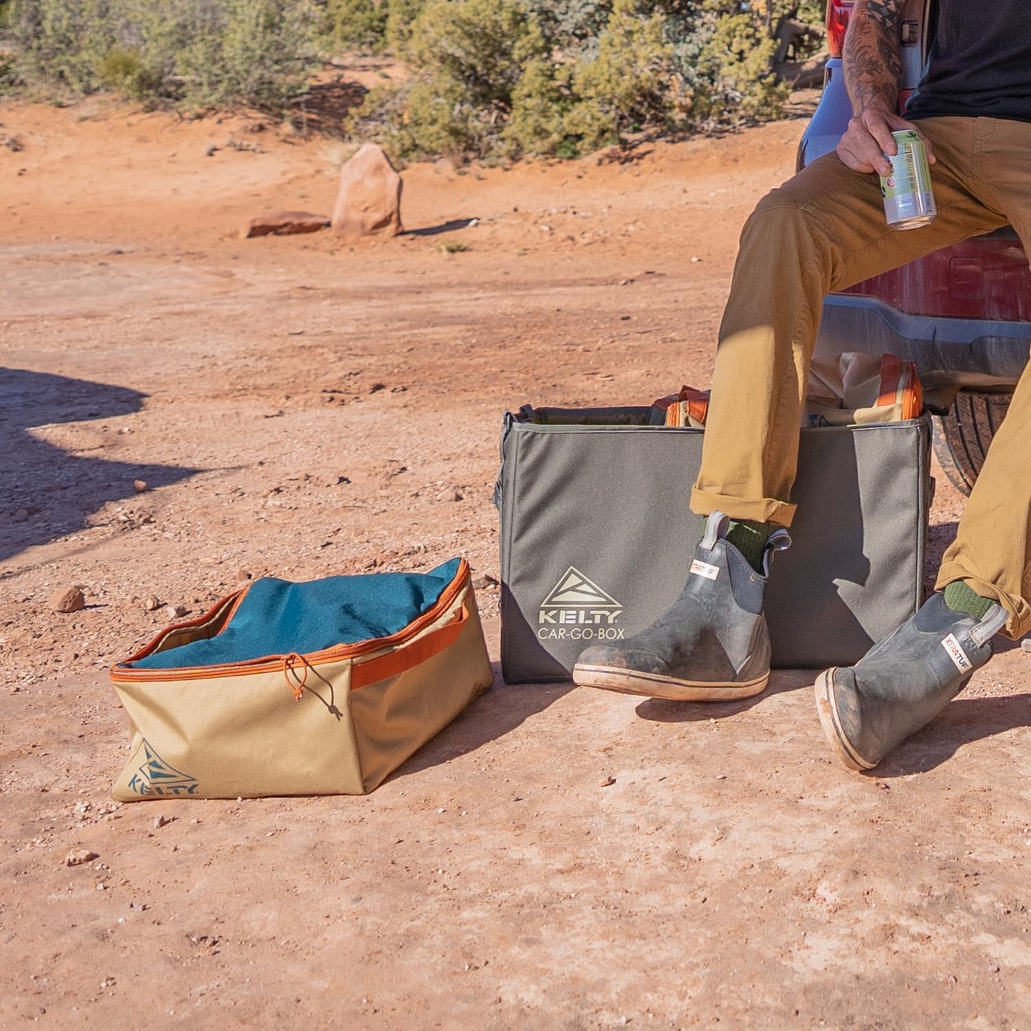 image:imageKelty CARGO Box Camping Tailgating Travel Organization Kit Large Structured Tote 3 Individual Pods Storage for Trucks Vans SUVs Cars Color Coded Packing Cubes Rugged Water Resistant 45L