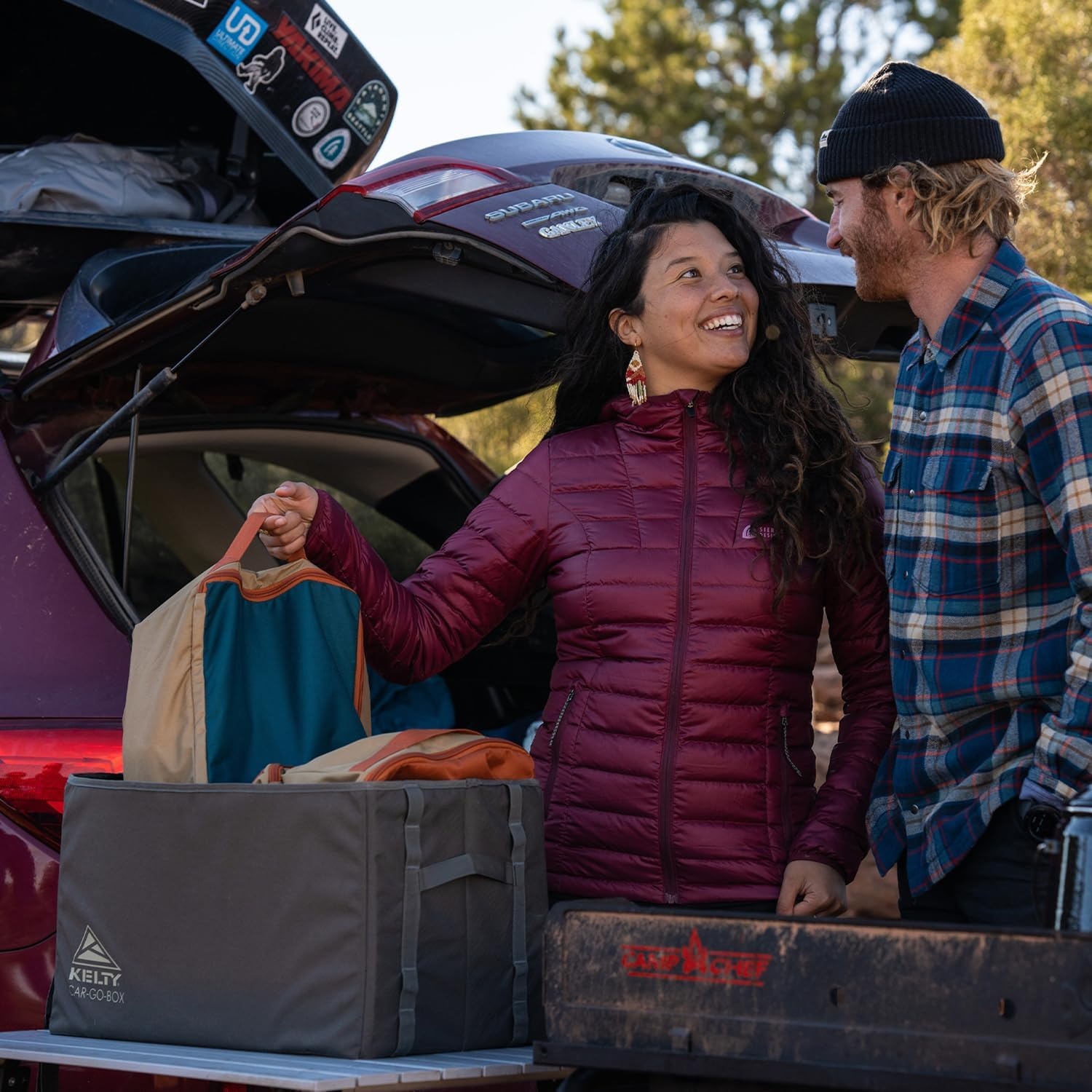 image:imageKelty CARGO Box Camping Tailgating Travel Organization Kit Large Structured Tote 3 Individual Pods Storage for Trucks Vans SUVs Cars Color Coded Packing Cubes Rugged Water Resistant 45L