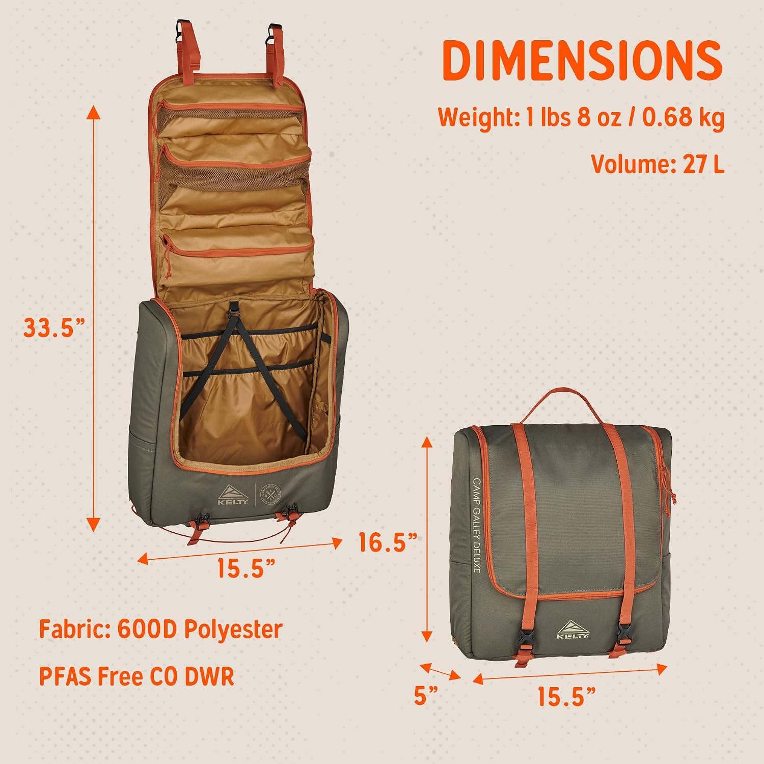 image:imageKelty Camp Galley Deluxe Camp Kitchen Organization Kit Deep Pockets Paper Towel Holder Zippered Compartments for Outdoor Cooking EssentialsDeluxe