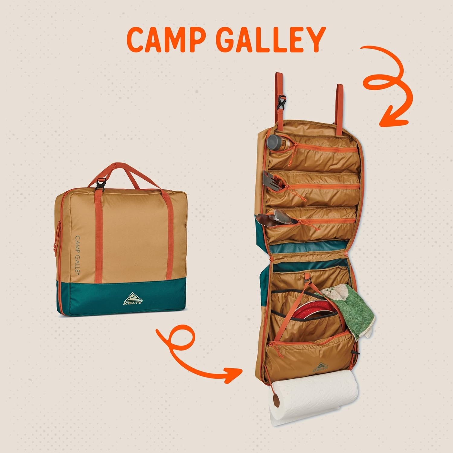 image:imageKelty Camp Galley Deluxe Camp Kitchen Organization Kit Deep Pockets Paper Towel Holder Zippered Compartments for Outdoor Cooking EssentialsRegular