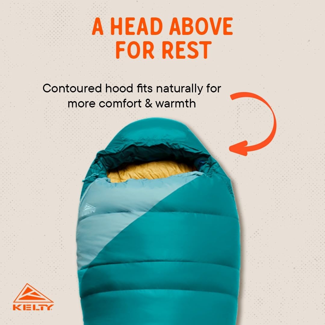 image:imageKelty Cosmic 20 Down Mummy Sleeping Bag for Backpacking Campers 550 Fill Power Recycled Fabrics with PFASFree DWR Designed in Sunny ColoradoDeep Lake Teal