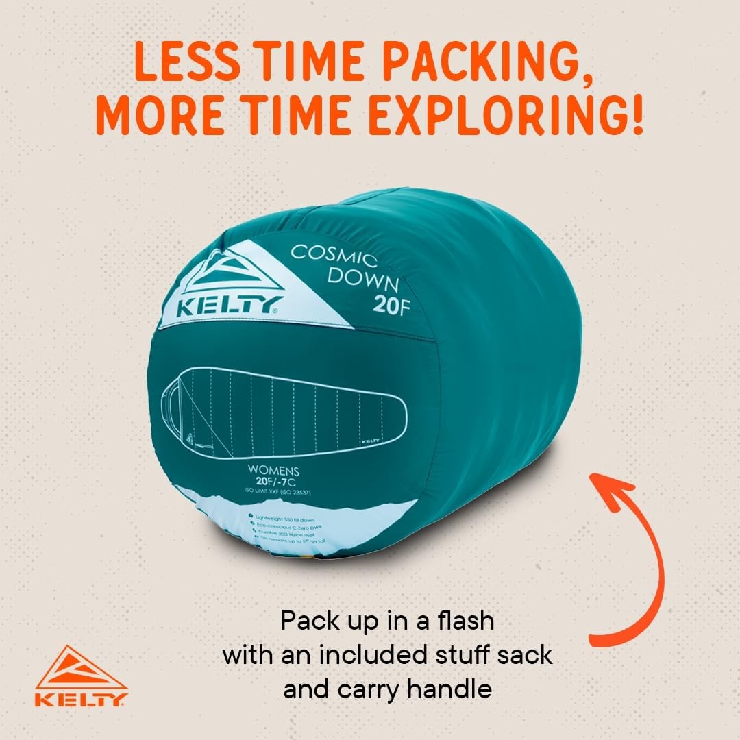image:imageKelty Cosmic 20 Down Mummy Sleeping Bag for Backpacking Campers 550 Fill Power Recycled Fabrics with PFASFree DWR Designed in Sunny ColoradoDeep Lake Teal