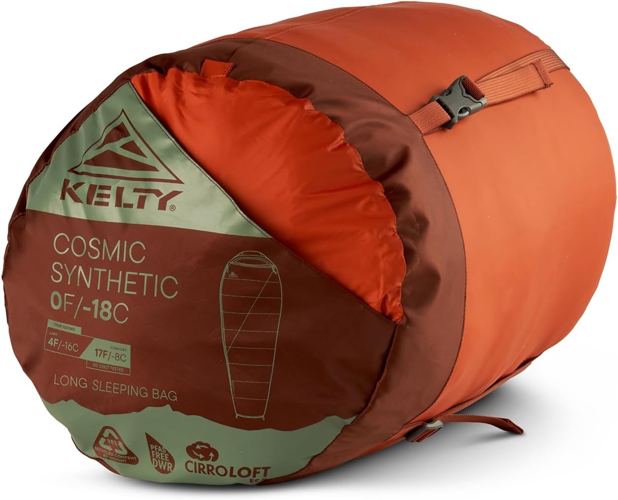 image:imageKelty Cosmic Synthetic Fill 0 Degree Backpacking Sleeping Bag Regular Compression Straps Stuff Sack IncludedLong 2025