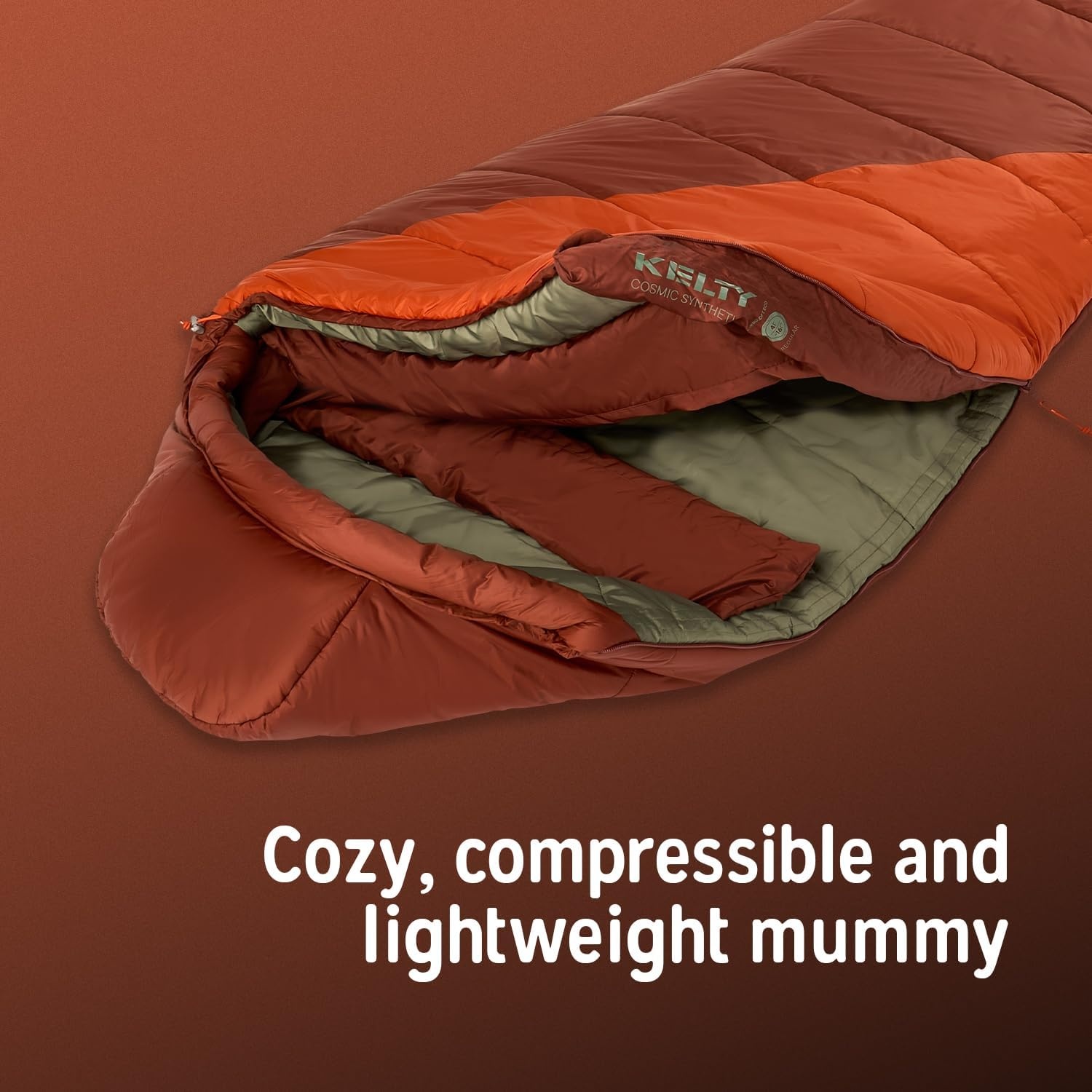 image:imageKelty Cosmic Synthetic Fill 0 Degree Backpacking Sleeping Bag Regular Compression Straps Stuff Sack IncludedLong 2025