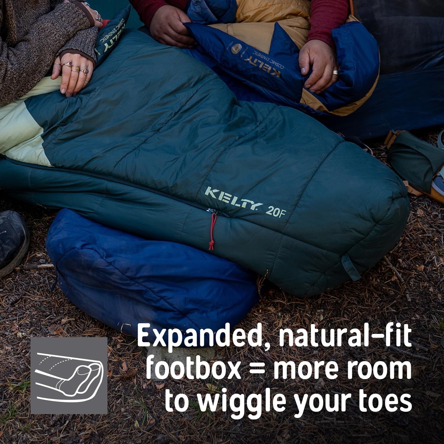 image:imageKelty Cosmic Synthetic Fill 20 Degree Backpacking Sleeping Bag Compression Straps Stuff Sack IncludedDark Green