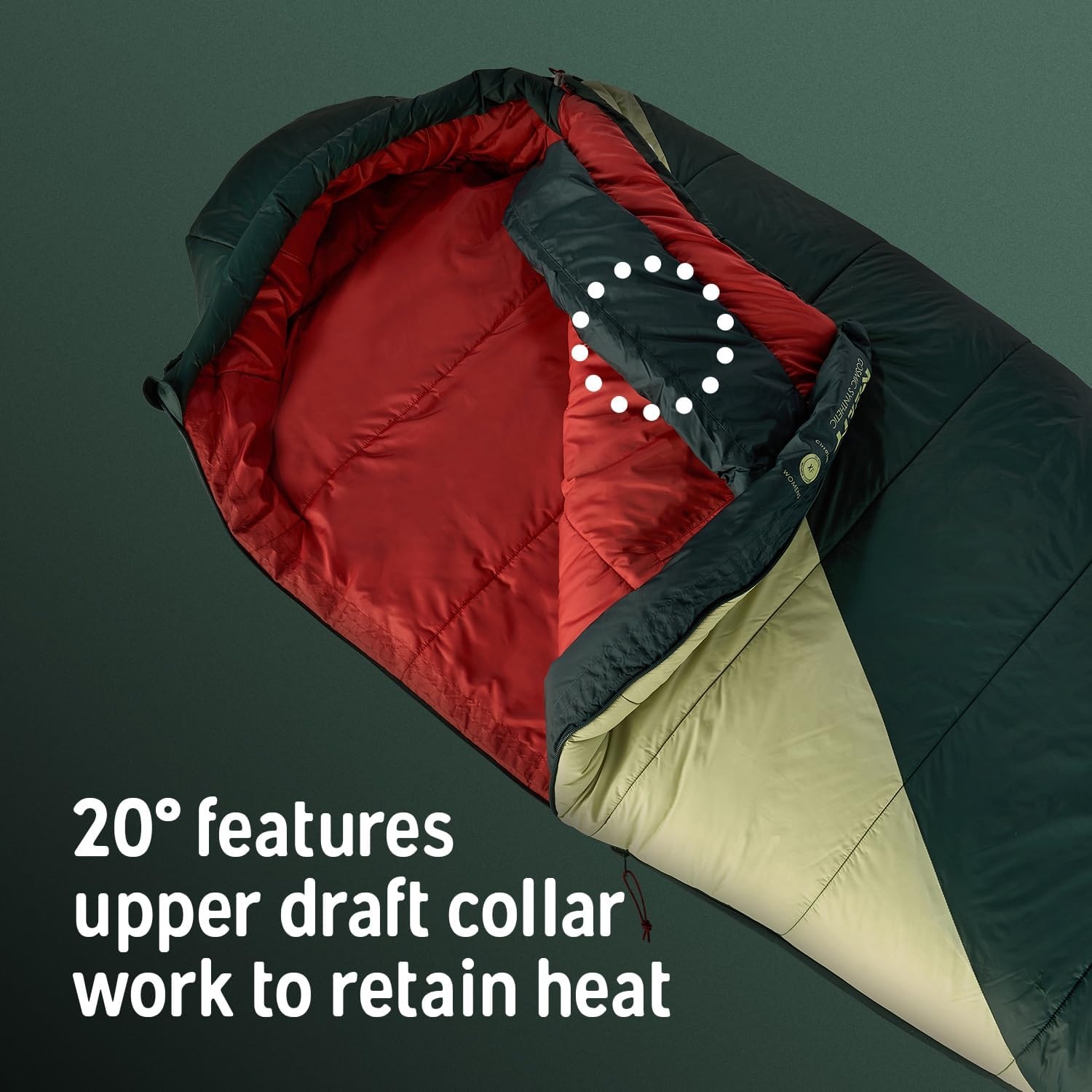 image:imageKelty Cosmic Synthetic Fill 20 Degree Backpacking Sleeping Bag Compression Straps Stuff Sack IncludedDark Green