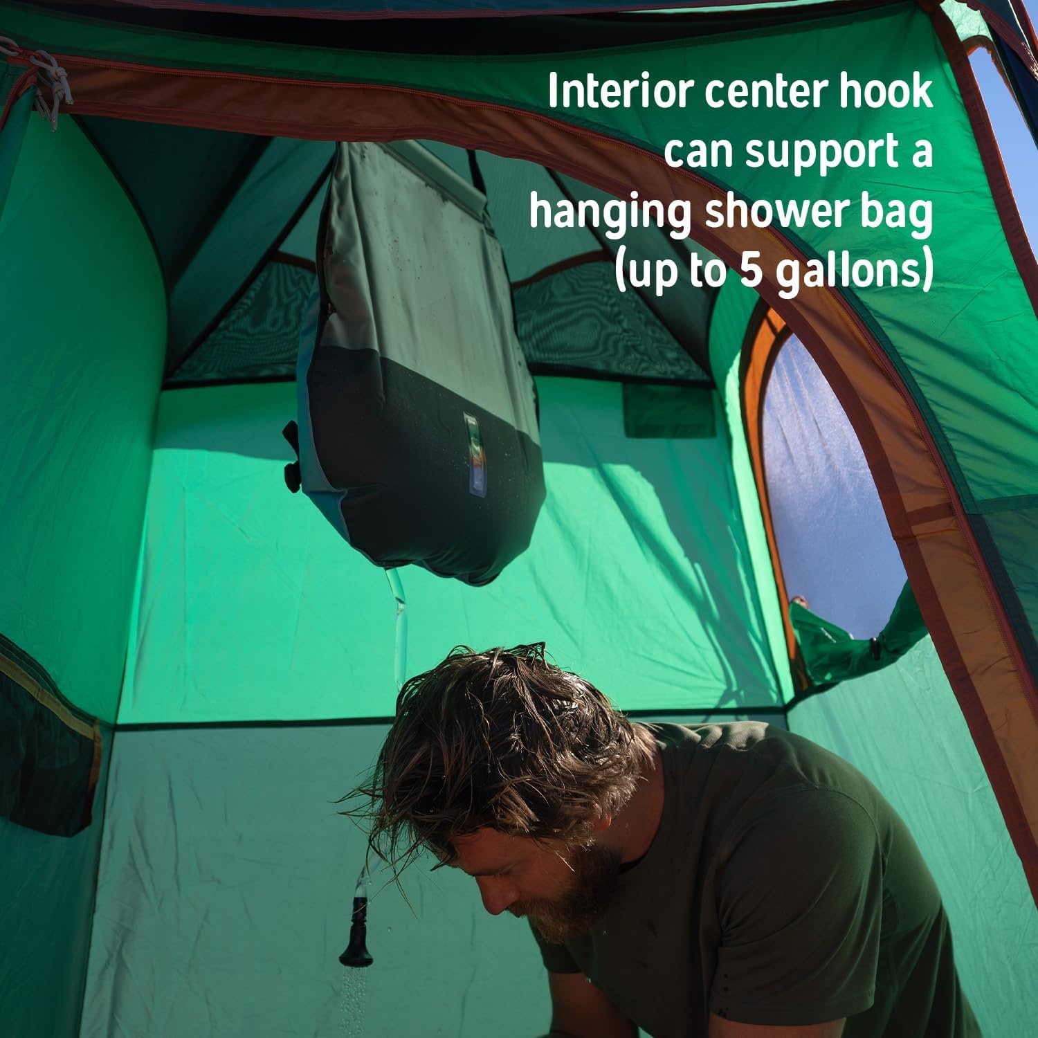 image:imageKelty Discovery H2GO Privacy Shelter Campsite Shower and Changing Shelter Zippered Entry Steel Pole Frame FreestandingIceberg Green