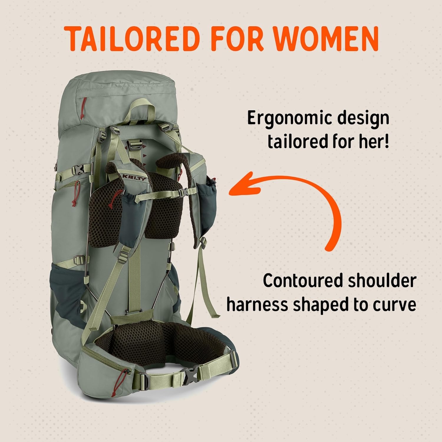 image:imageKelty Glendale 65L to 105L Internal Frame Backpack Multiday Backpacking Thru Hiking Pack Adjustable Suspension Customized Fit Duck Green 85LSea Spray
