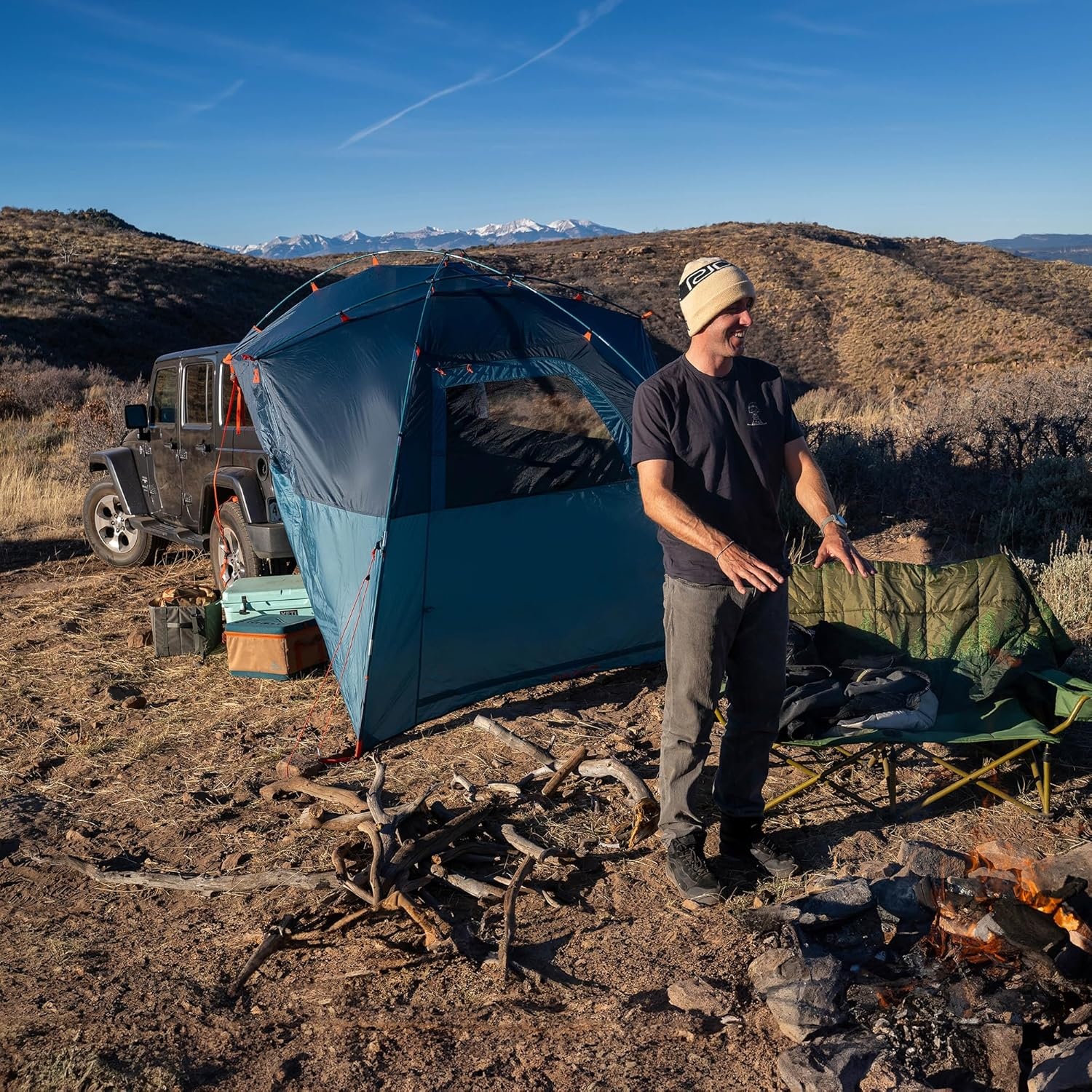 image:imageKelty Highroads Overlanding Shelter Universal Mount Car Camping Tent with Large Zippered Entry Aluminum Frame Adjustable Walls and Windows UV Protection Rainproof Stuff Duffel Included 2024Backroads Shelter Fiberglass Frame