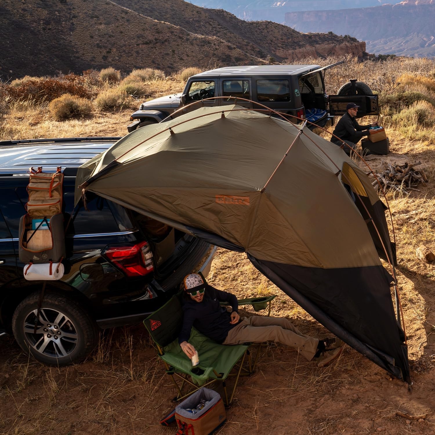 image:imageKelty Highroads Overlanding Shelter Universal Mount Car Camping Tent with Large Zippered Entry Aluminum Frame Adjustable Walls and Windows UV Protection Rainproof Stuff Duffel Included 2024Highroads Shelter Aluminum Frame