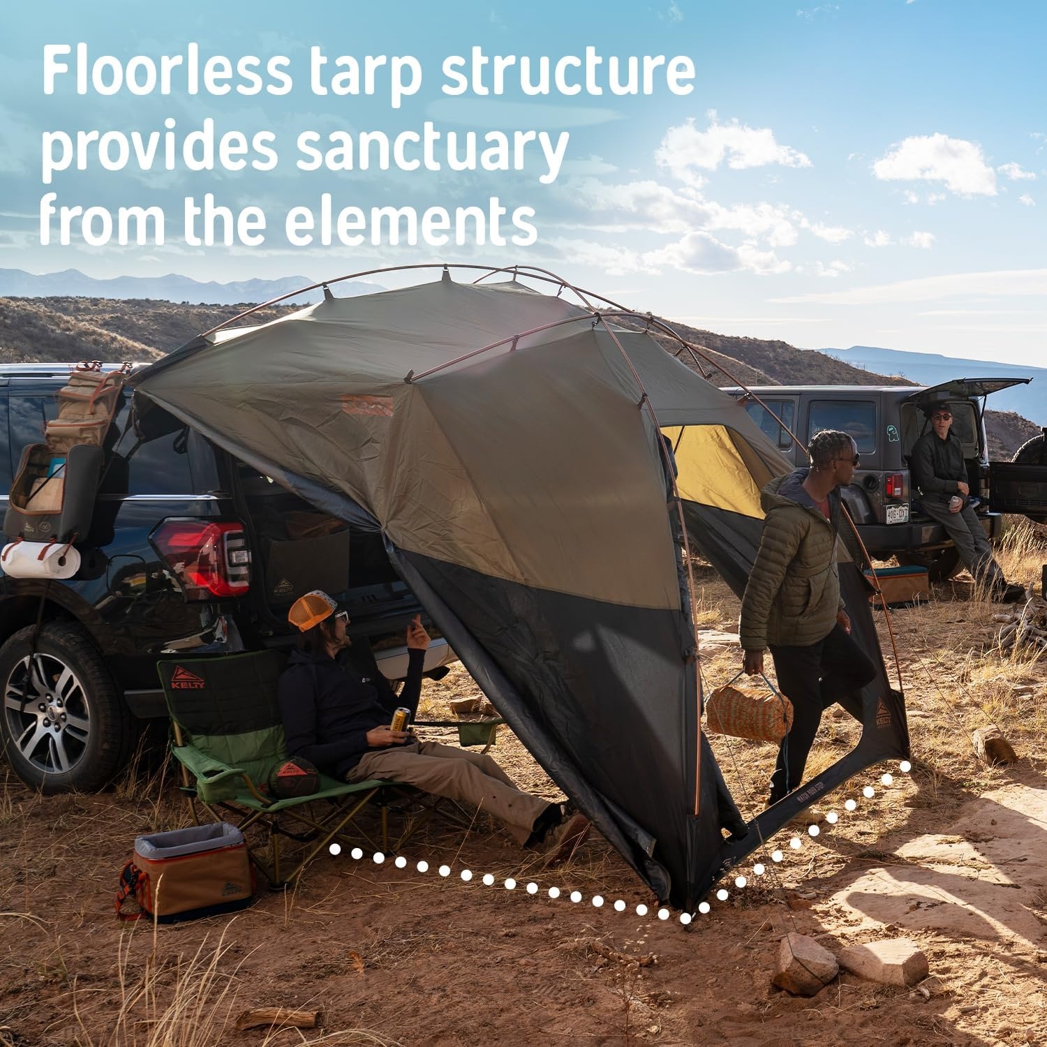 image:imageKelty Highroads Overlanding Shelter Universal Mount Car Camping Tent with Large Zippered Entry Aluminum Frame Adjustable Walls and Windows UV Protection Rainproof Stuff Duffel Included 2024Highroads Shelter Aluminum Frame