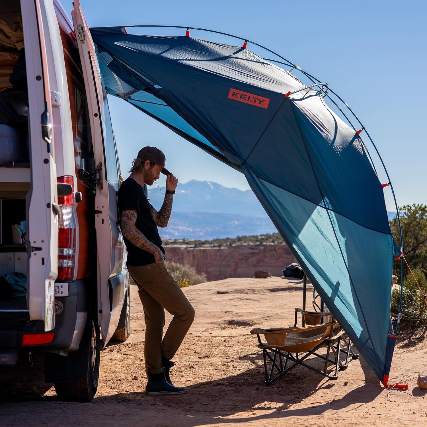 image:imageKelty Highroads Overlanding Shelter Universal Mount Car Camping Tent with Large Zippered Entry Aluminum Frame Adjustable Walls and Windows UV Protection Rainproof Stuff Duffel Included 2024Backroads Shelter Fiberglass Frame