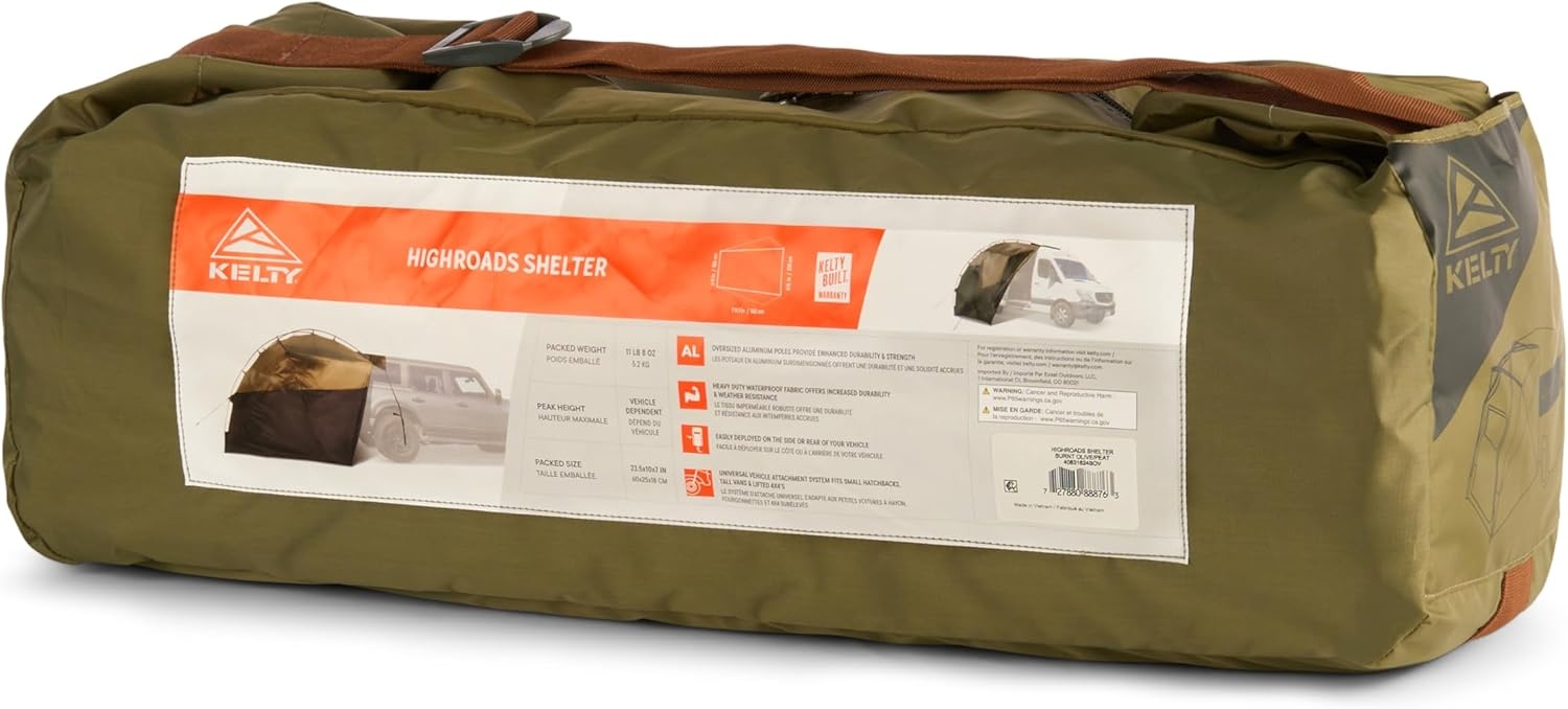 image:imageKelty Highroads Overlanding Shelter Universal Mount Car Camping Tent with Large Zippered Entry Aluminum Frame Adjustable Walls and Windows UV Protection Rainproof Stuff Duffel Included 2024Highroads Shelter Aluminum Frame