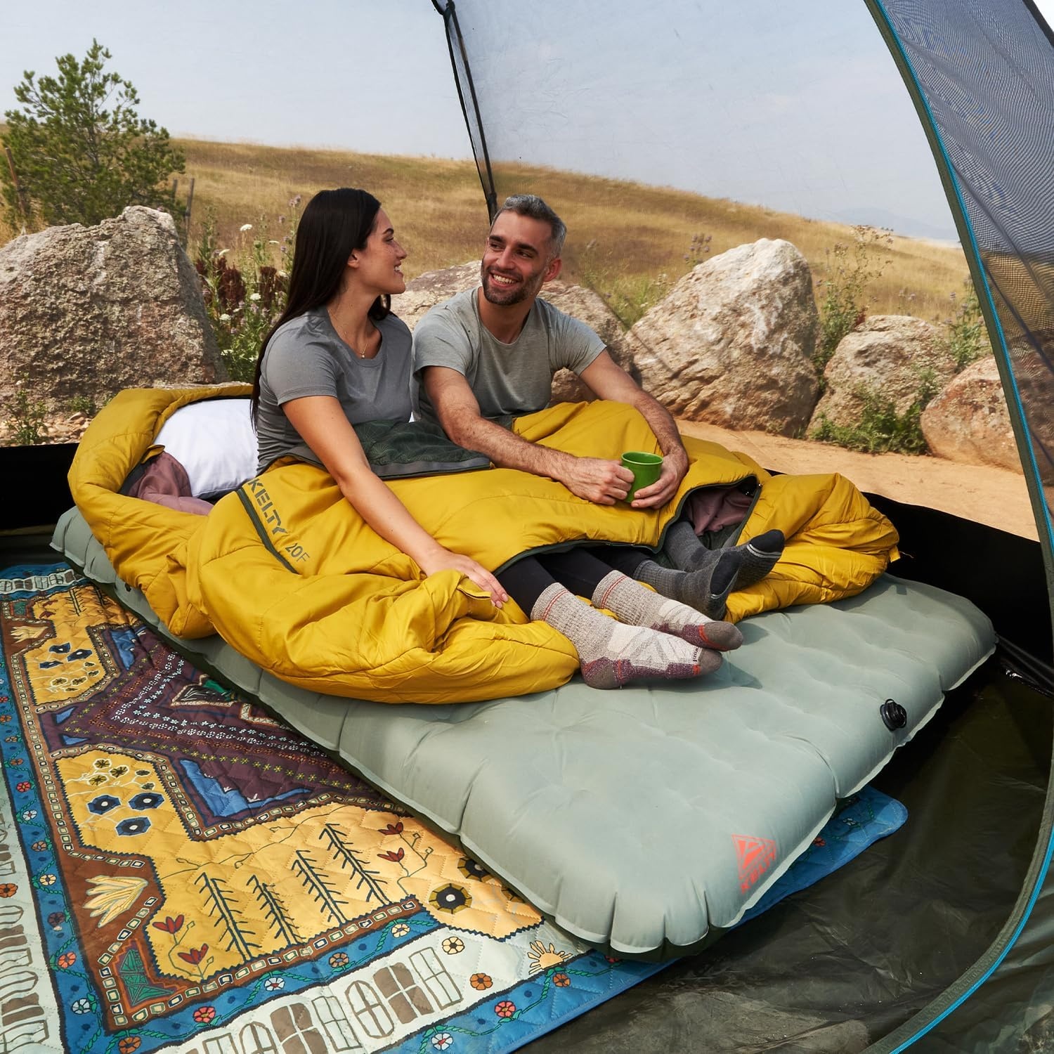 image:imageKelty Kush Queen Air Bed WBatteryPowered Pump PVCFree Queen Air Mattress Comfy and Plush 6inch Pad Carry Bag Included IndoorOutdoor Camping Air BedSea Spray