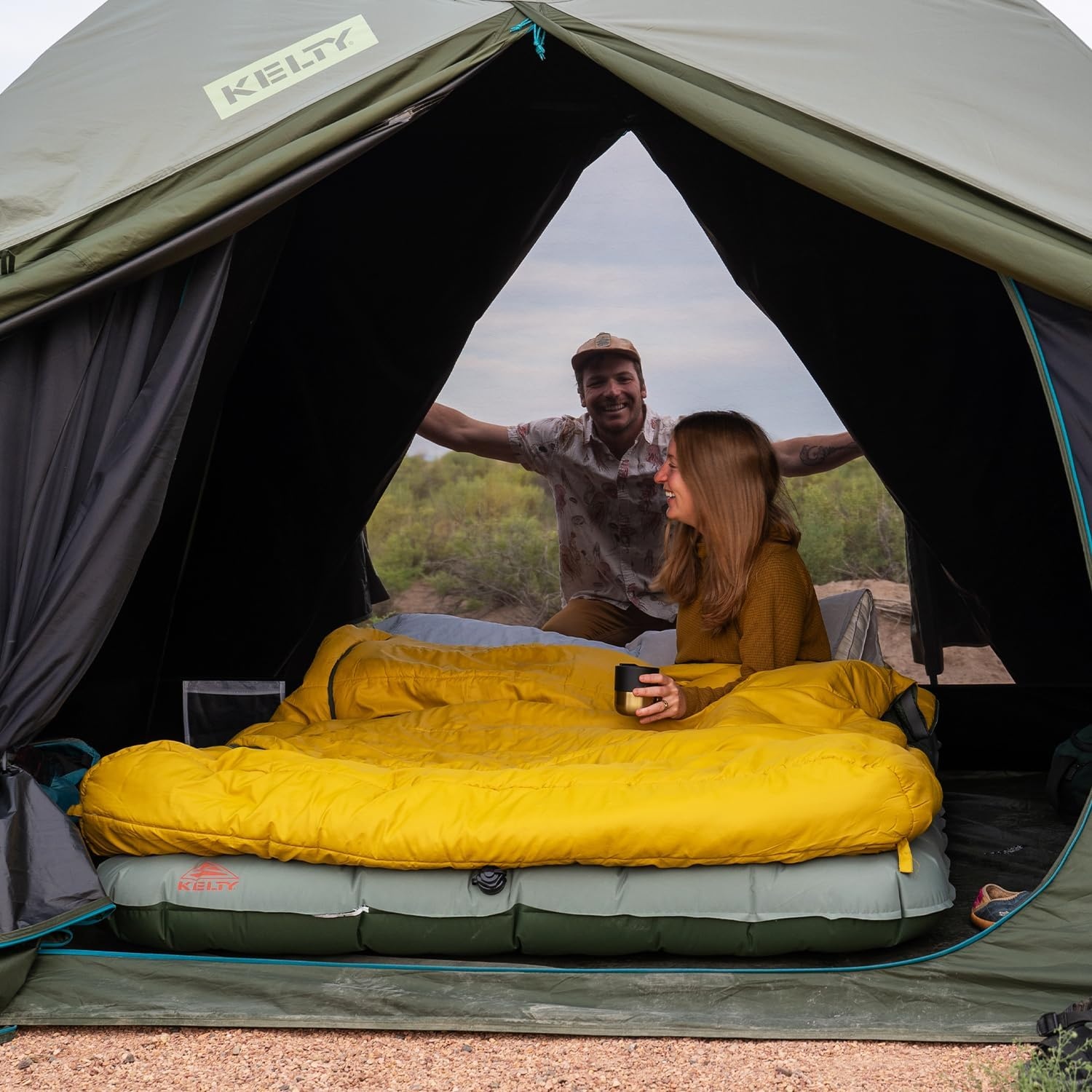 image:imageKelty Kush Queen Air Bed WBatteryPowered Pump PVCFree Queen Air Mattress Comfy and Plush 6inch Pad Carry Bag Included IndoorOutdoor Camping Air BedSea Spray