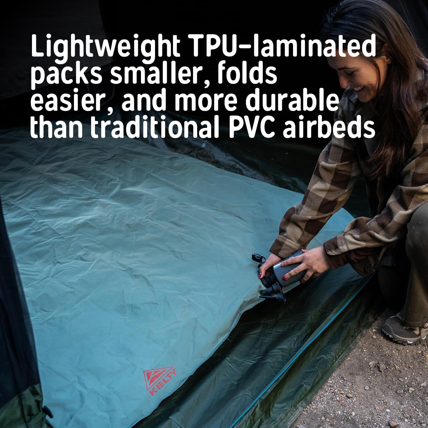 image:imageKelty Kush Queen Air Bed WBatteryPowered Pump PVCFree Queen Air Mattress Comfy and Plush 6inch Pad Carry Bag Included IndoorOutdoor Camping Air BedSea Spray