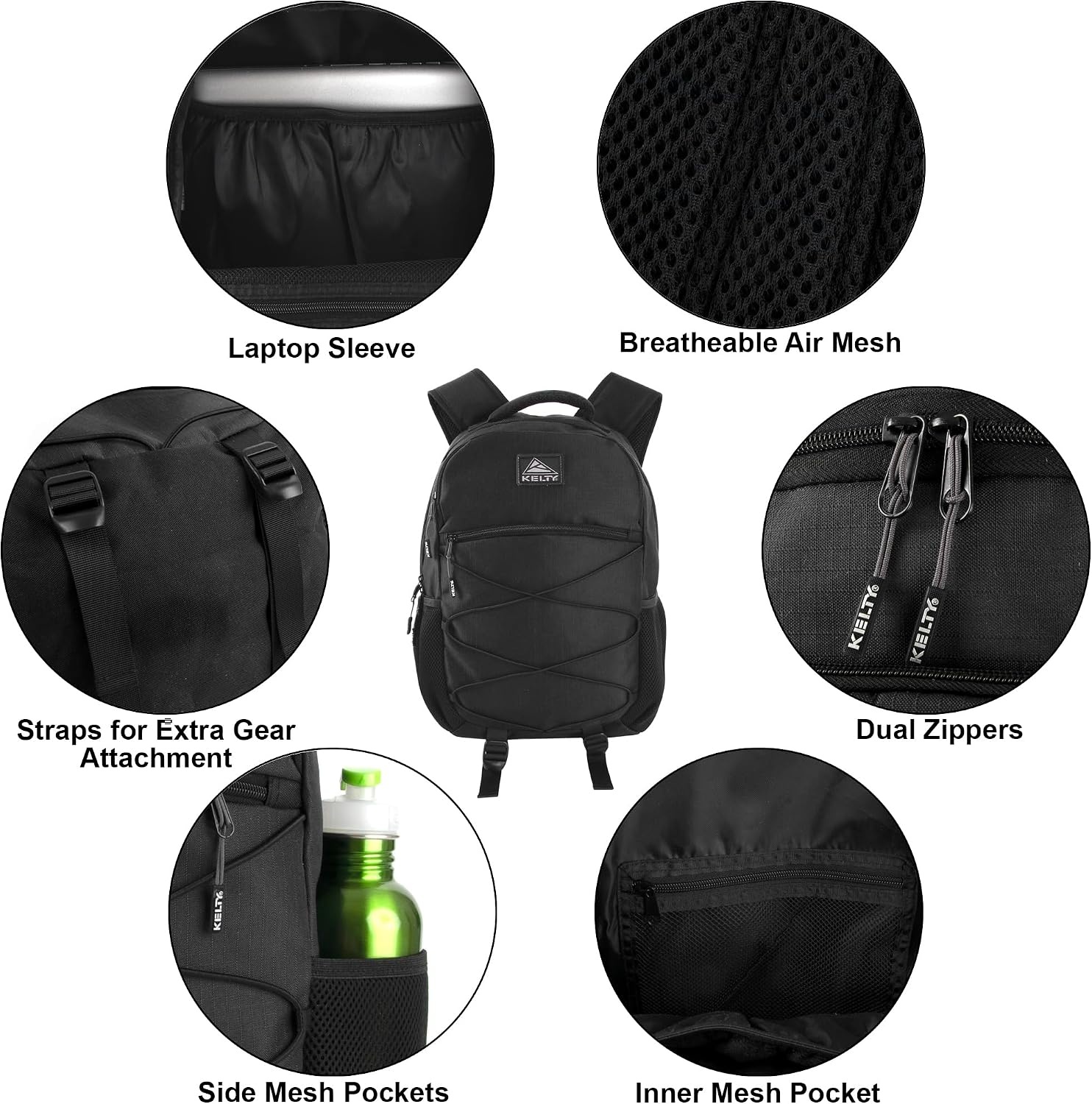 image:imageKelty Laptop Backpack Bag 25 L Hiking Backpack for Men Women Work 18 inch Travel Backpack Carry On Approved Black