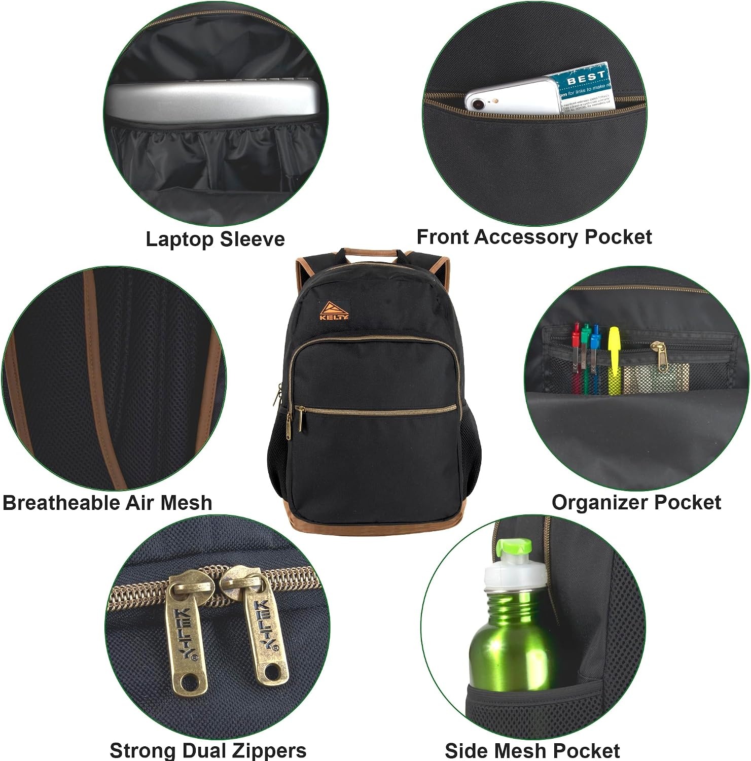 image:imageKelty Laptop Backpack Bag 25 L Hiking Backpack for Men Women Work 18 inch Travel Backpack Carry On Approved Bold Black