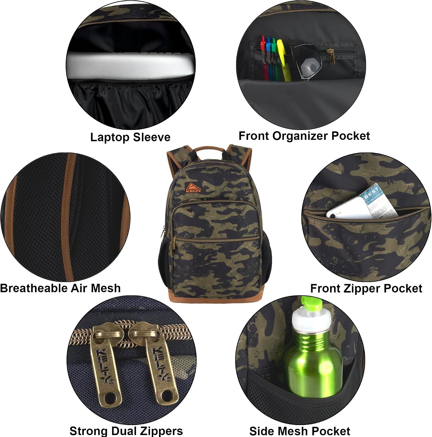 image:imageKelty Laptop Backpack Bag 25 L Hiking Backpack for Men Women Work 18 inch Travel Backpack Carry On Approved Cool Camo