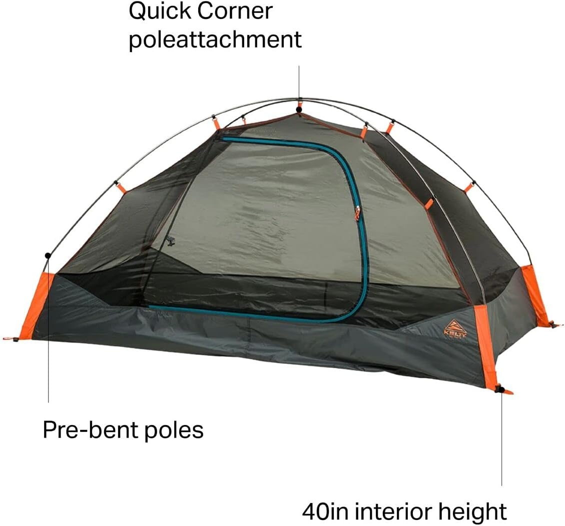image:imageKelty Late Start 4P Lightweight Backpacking Tent with Quickcorners Aluminum Pole Frame Waterproof Polyester Fly 4 Person Capacity2 Person