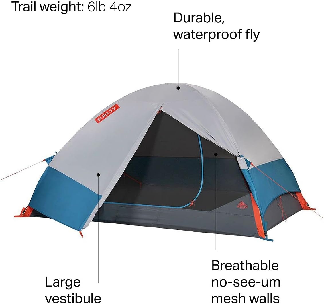 image:imageKelty Late Start 4P Lightweight Backpacking Tent with Quickcorners Aluminum Pole Frame Waterproof Polyester Fly 4 Person Capacity4 Person