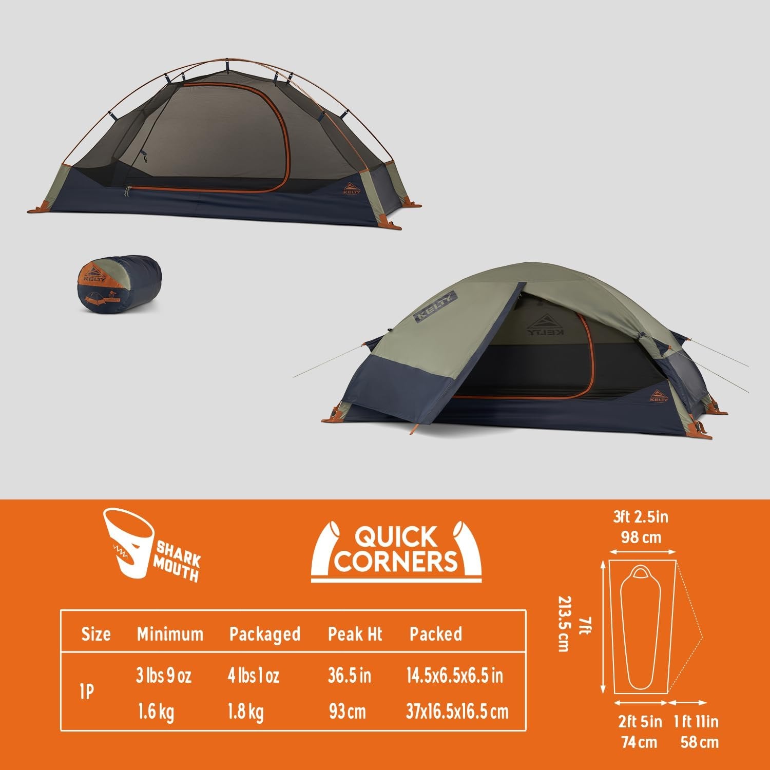 image:imageKelty Late Start Backpacking Tent Lightweight Two Man Camping Tent Shelter with Quickcorners Aluminum Poles Waterproof Poly Fly Updated for 20241 Person