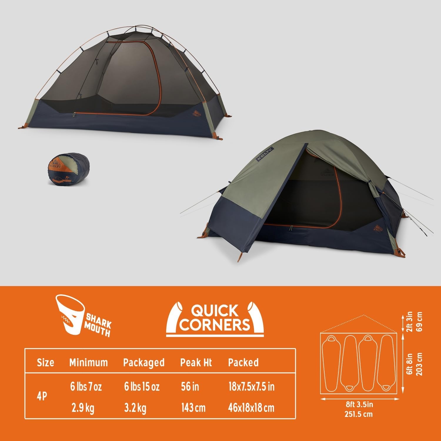 image:imageKelty Late Start Backpacking Tent Lightweight Two Man Camping Tent Shelter with Quickcorners Aluminum Poles Waterproof Poly Fly Updated for 20244 Person