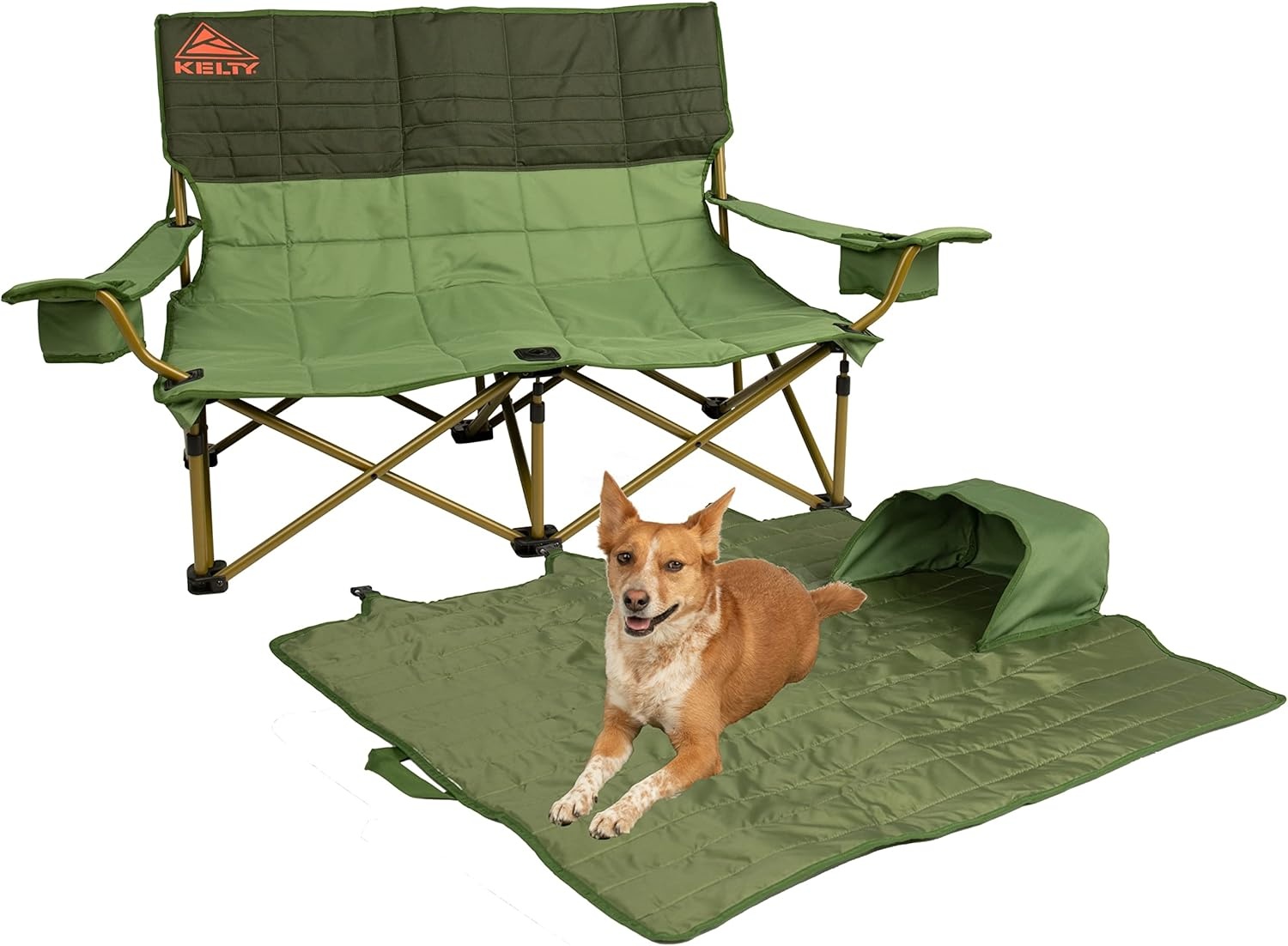 image:imageKelty Low Loveseat 2 Person Folding Camping Chair Low HeightDill Low Height Seat Comfortably Fits 2 Adults Slight Recline Insulated Cup Holders Perfect for Soccer Games ConcertsDill Duffle