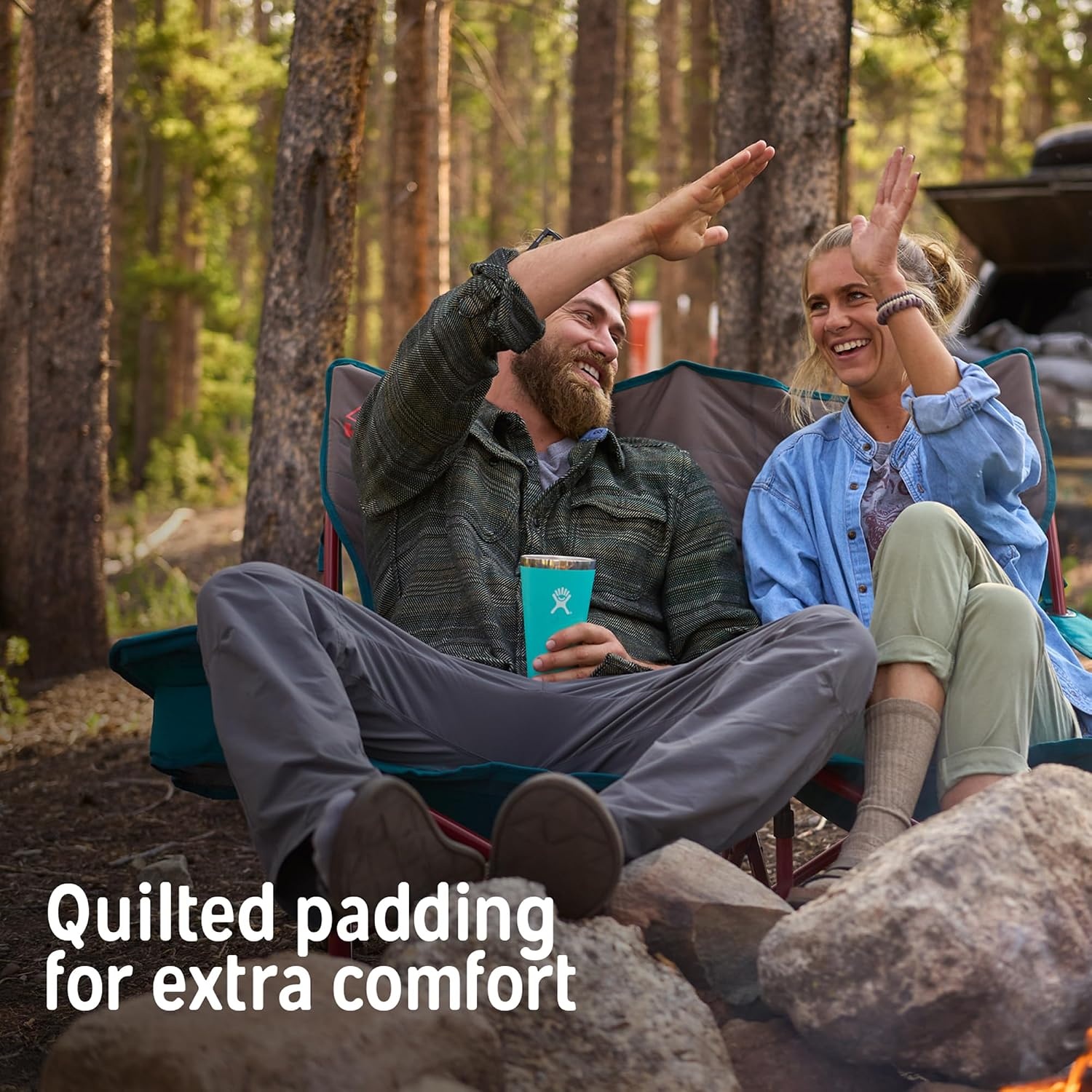 image:imageKelty Low Loveseat 2 Person Folding Camping Chair Low HeightDill Low Height Seat Comfortably Fits 2 Adults Slight Recline Insulated Cup Holders Perfect for Soccer Games ConcertsDeep Lake Fallen Rock