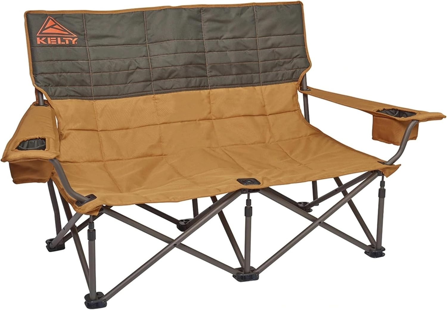 image:imageKelty Low Loveseat 2 Person Folding Camping Chair Low HeightDill Low Height Seat Comfortably Fits 2 Adults Slight Recline Insulated Cup Holders Perfect for Soccer Games ConcertsCanyon Brown Beluga