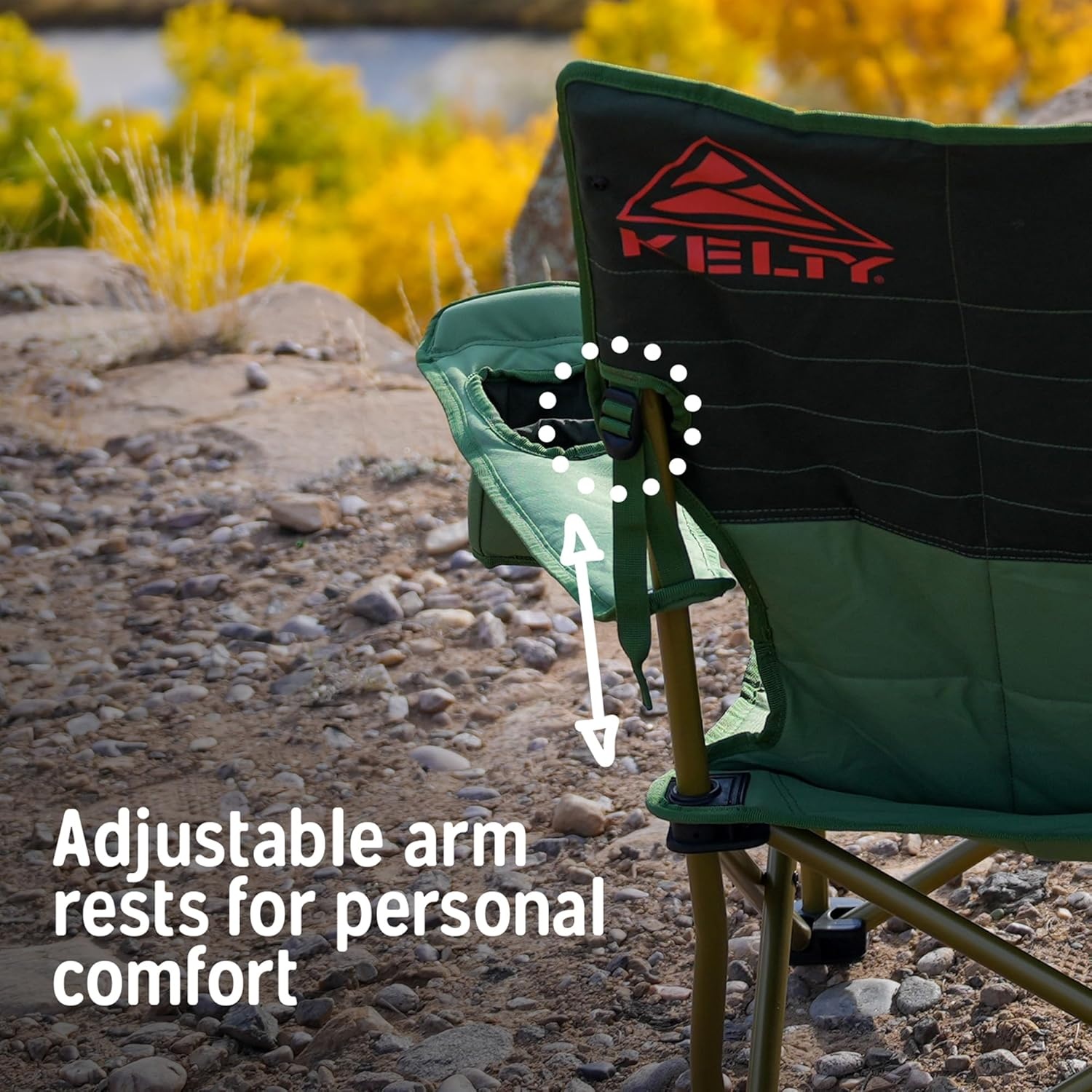 image:imageKelty Low Loveseat 2 Person Folding Camping Chair Low HeightDill Low Height Seat Comfortably Fits 2 Adults Slight Recline Insulated Cup Holders Perfect for Soccer Games ConcertsDeep Lake Fallen Rock