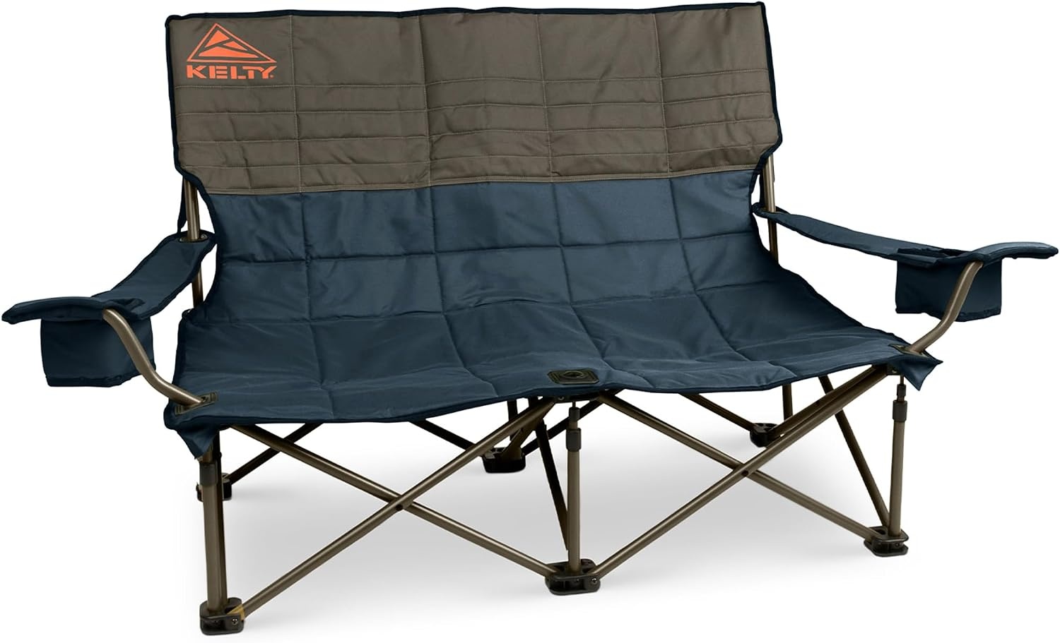 image:imageKelty Low Loveseat 2 Person Folding Camping Chair Low HeightDill Low Height Seat Comfortably Fits 2 Adults Slight Recline Insulated Cup Holders Perfect for Soccer Games ConcertsDark Shadow Midnight Navy