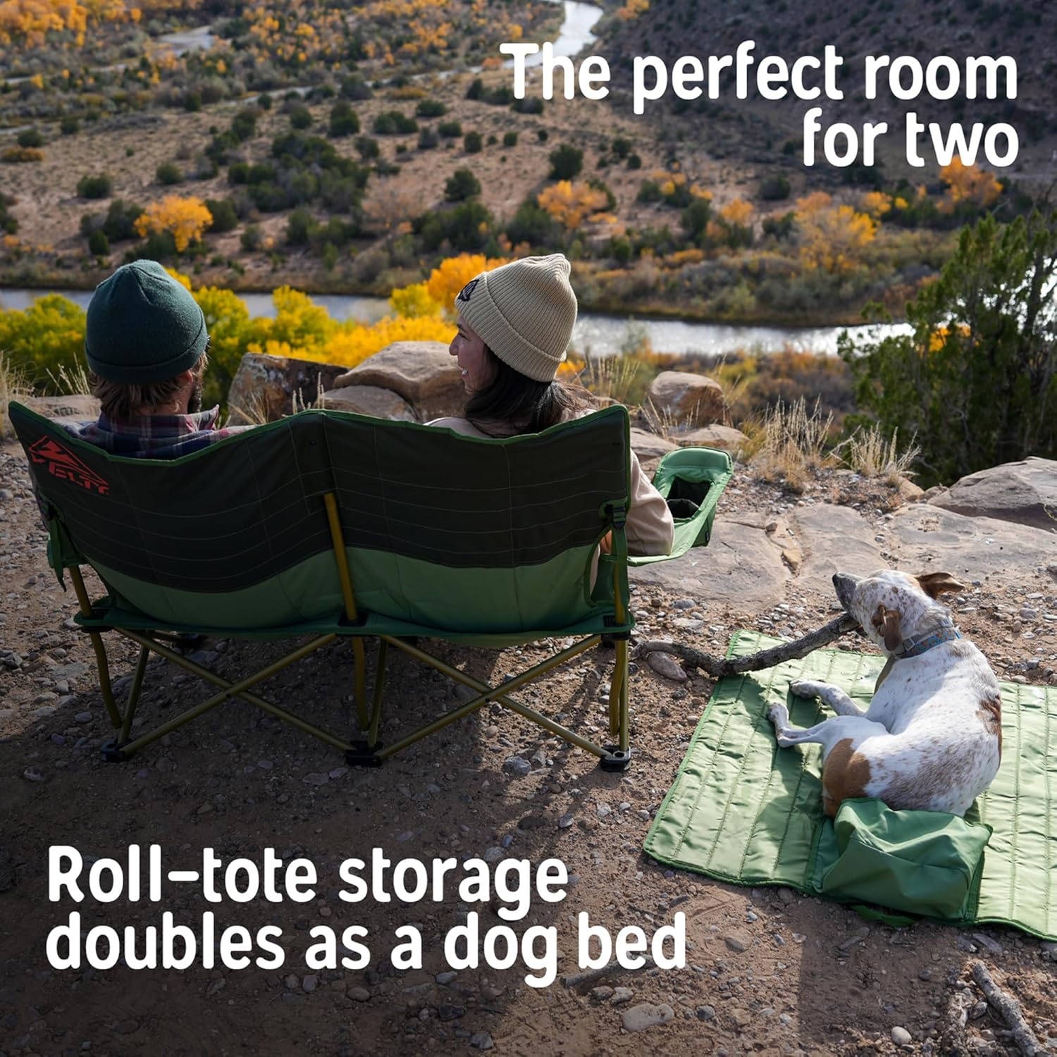 image:imageKelty Low Loveseat 2 Person Folding Camping Chair Low HeightDill Low Height Seat Comfortably Fits 2 Adults Slight Recline Insulated Cup Holders Perfect for Soccer Games ConcertsDill Duffle