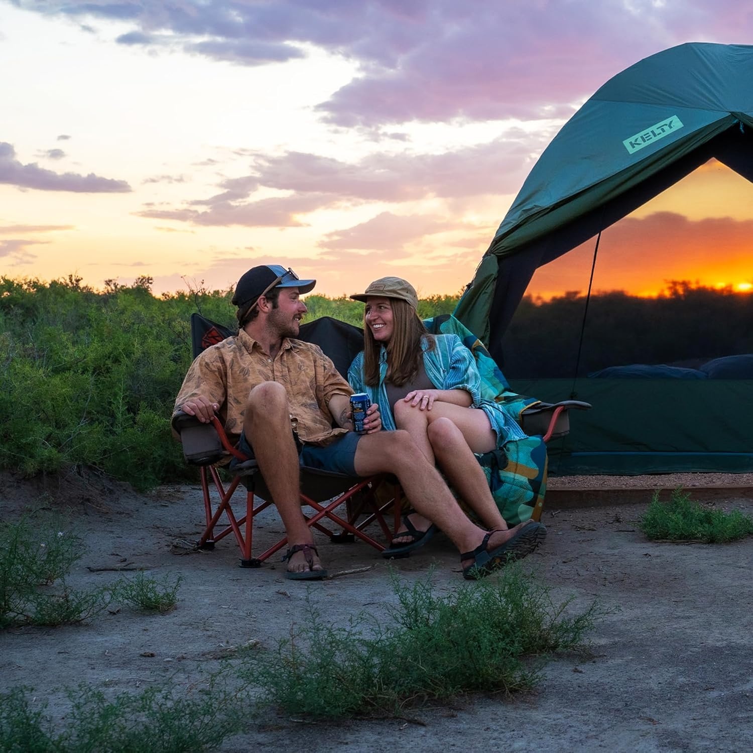 image:imageKelty Low Loveseat 2 Person Folding Camping Chair Low HeightDill Low Height Seat Comfortably Fits 2 Adults Slight Recline Insulated Cup Holders Perfect for Soccer Games ConcertsDeep Lake Fallen Rock