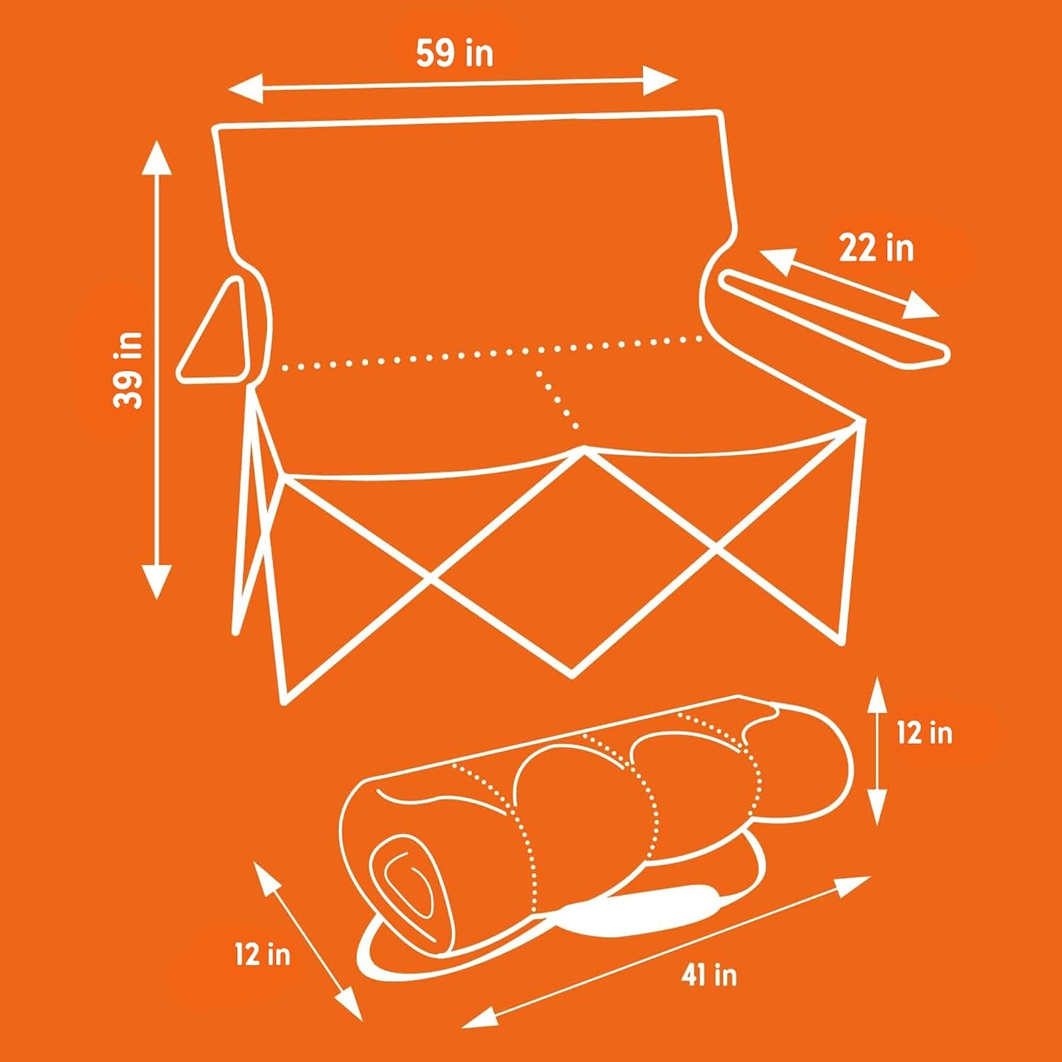 image:imageKelty Low Loveseat 2 Person Folding Camping Chair Low HeightDill Low Height Seat Comfortably Fits 2 Adults Slight Recline Insulated Cup Holders Perfect for Soccer Games ConcertsDark Shadow Midnight Navy