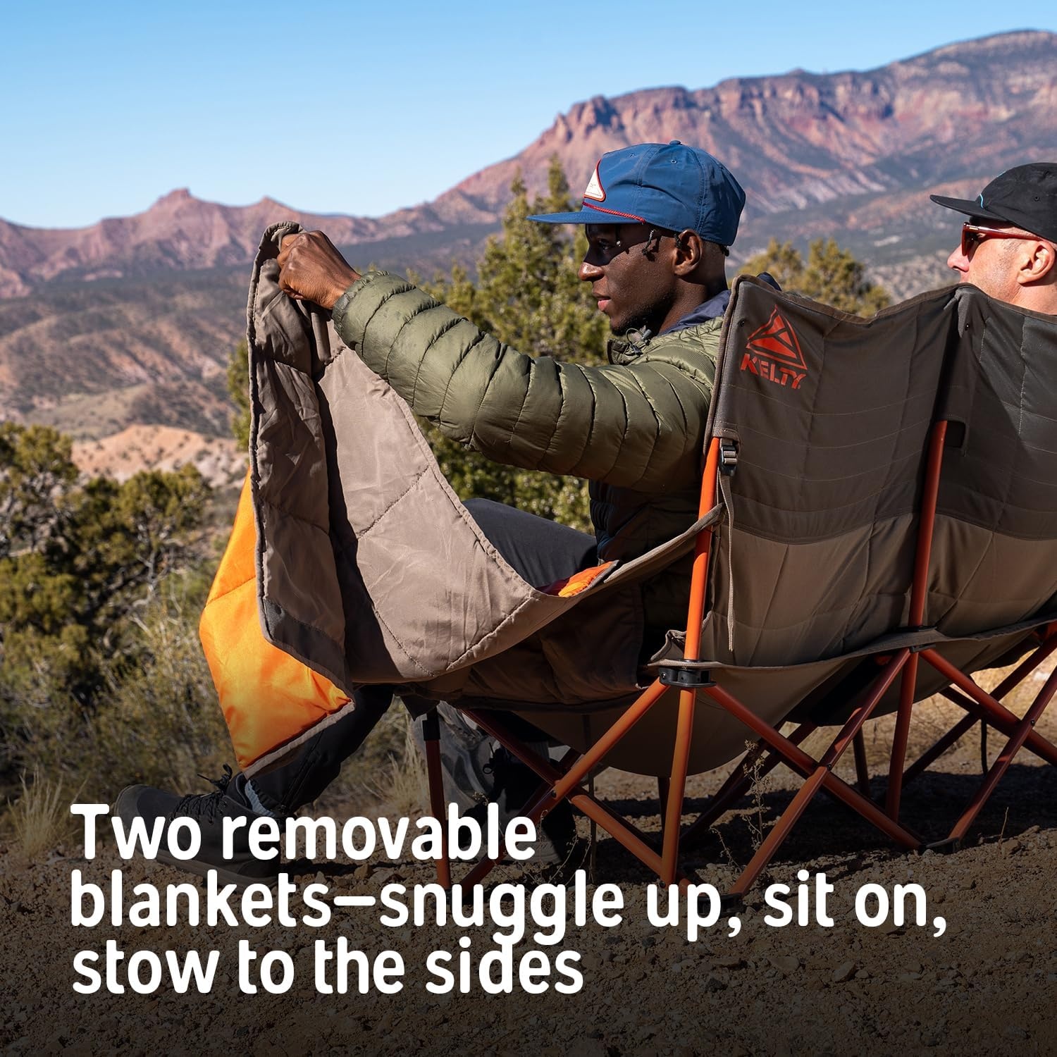 image:imageKelty Low Loveseat Nest Two Person Camping Chair with 2 Removable Blankets Lower to the Ground Slight Recline Insulated Beverage Holders Roll Tote Storage 2024 BelugaBeluga