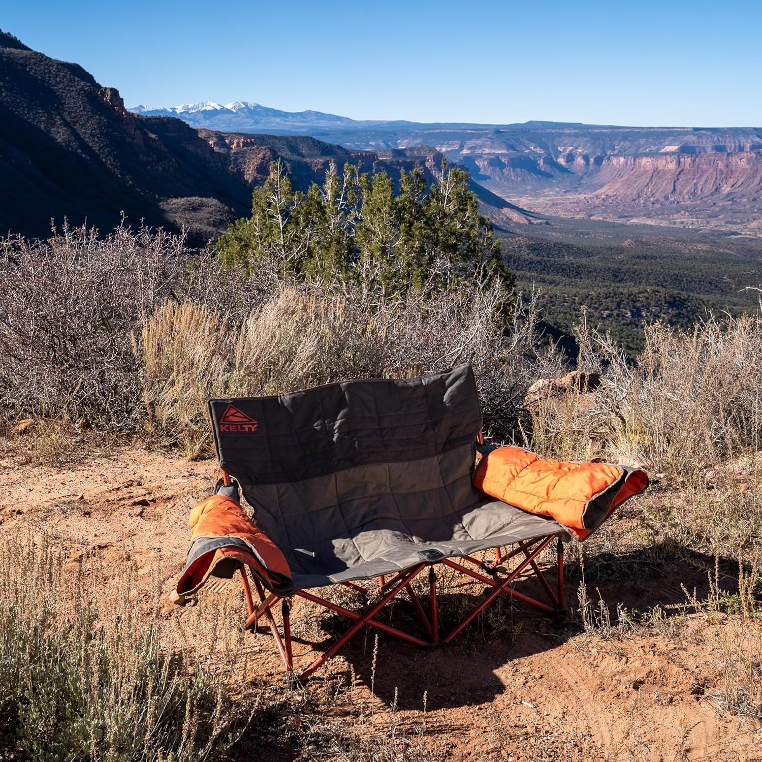 image:imageKelty Low Loveseat Nest Two Person Camping Chair with 2 Removable Blankets Lower to the Ground Slight Recline Insulated Beverage Holders Roll Tote Storage 2024 BelugaBeluga