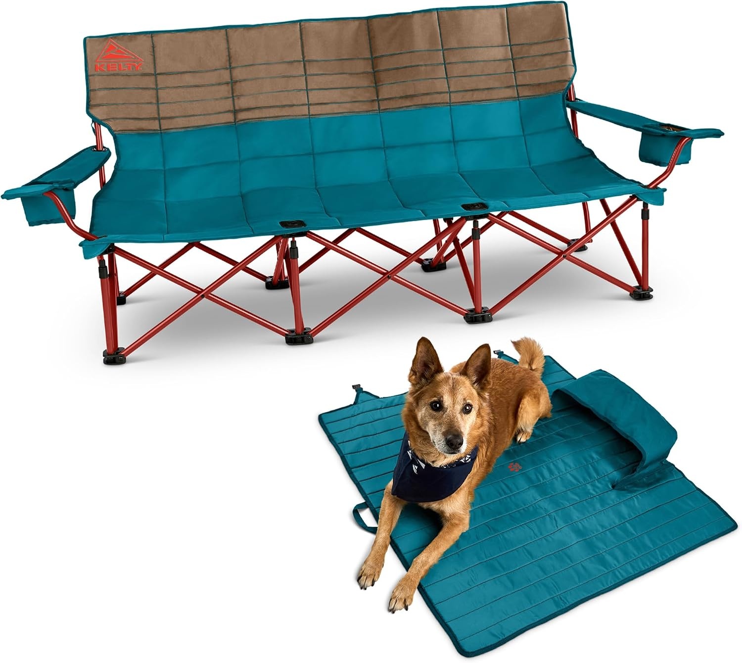 image:imageKelty Lowdown Couch 3 Person Capacity Camping Chair Extra Large and Sturdy Bench for Campsites Soccer Games and Backyard PartiesDeep LakeFallen Rock