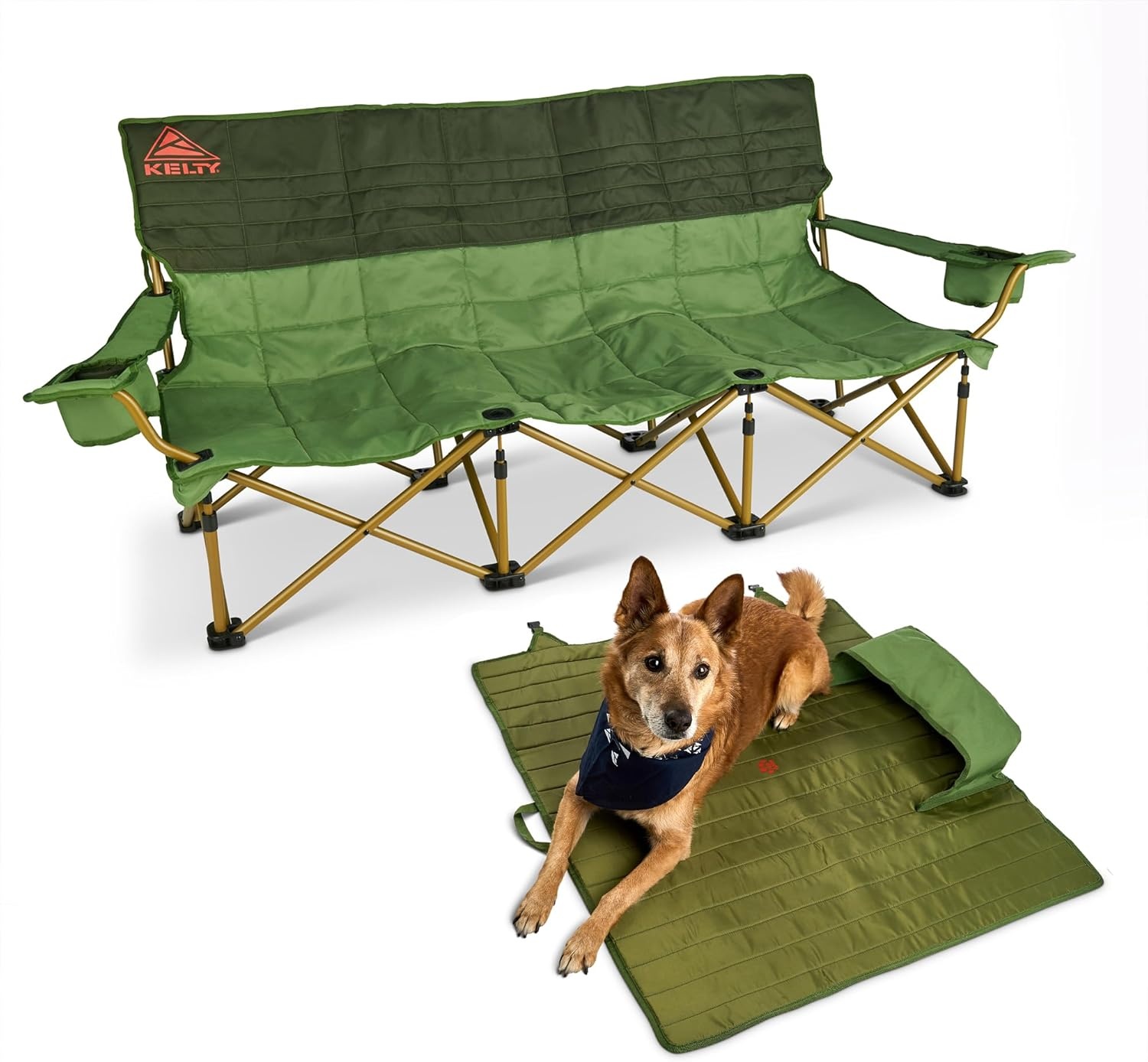 image:imageKelty Lowdown Couch 3 Person Capacity Camping Chair Extra Large and Sturdy Bench for Campsites Soccer Games and Backyard PartiesDill