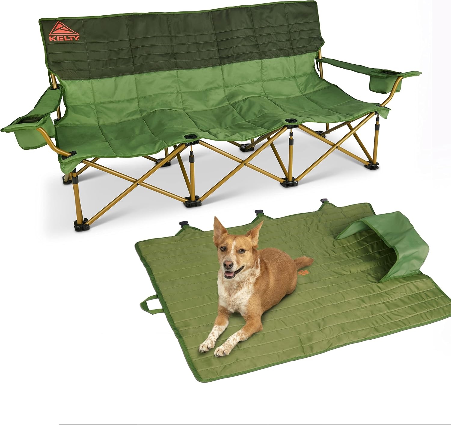 image:imageKelty Lowdown Couch 3 Person Capacity Camping Chair Extra Large and Sturdy Bench for Campsites Soccer Games and Backyard PartiesDill