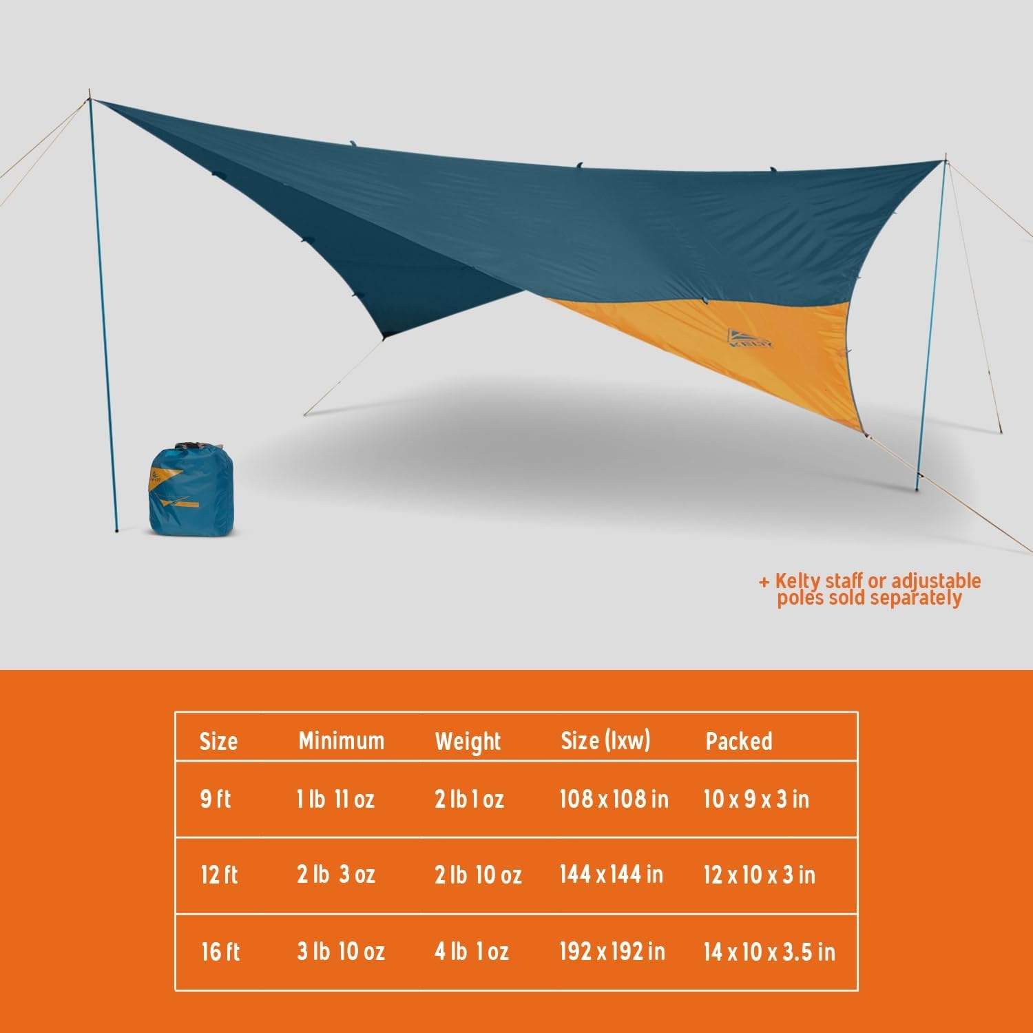 image:imageKelty Noahs Tarp Sun Shelter and MultiUse Awning Rainfly Portable Canopy UV Protection Waterproof Durable 3 Sizes for Customized Pitch 16ft12 feet