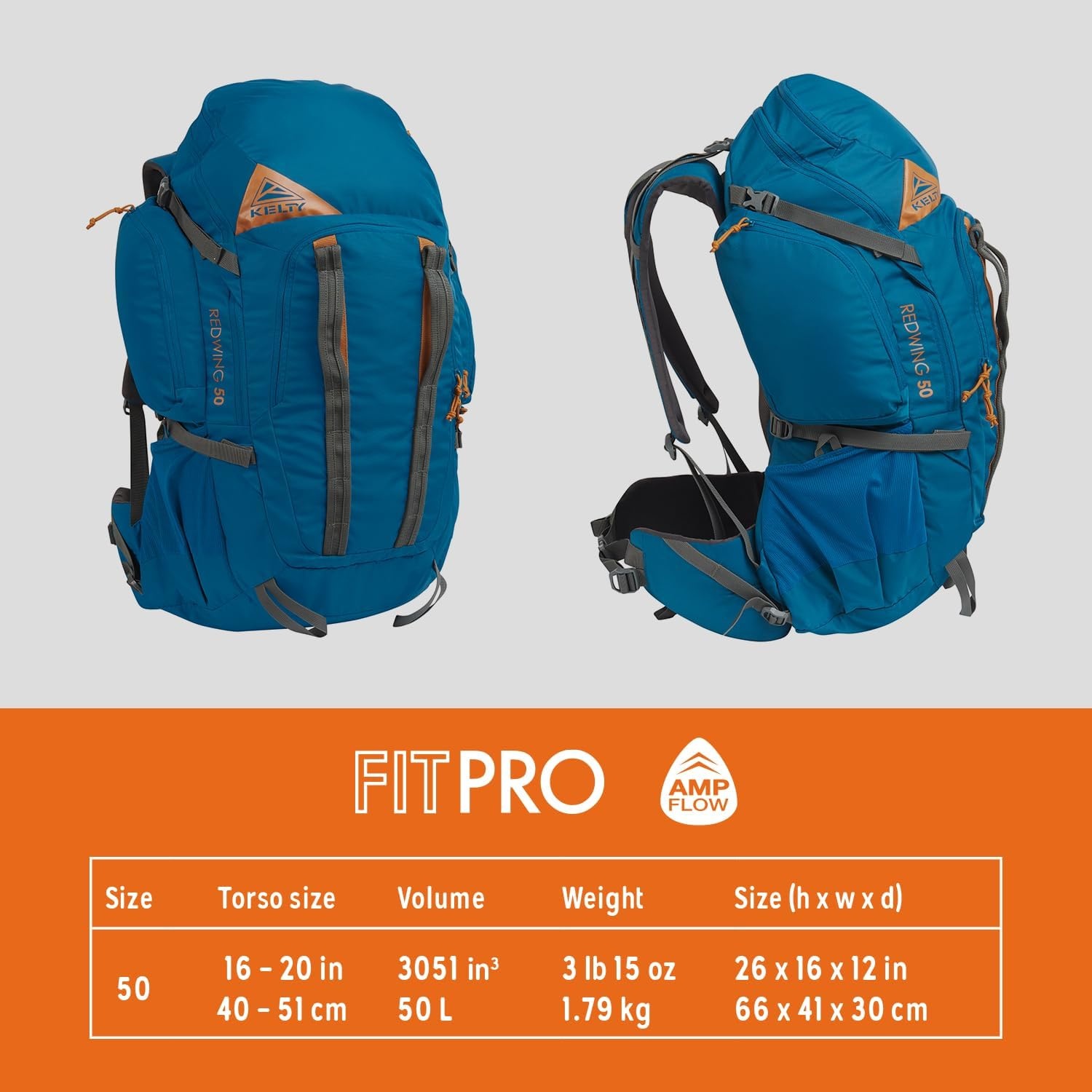 image:imageKelty Redwing 50 50 Liter Internal Frame Backpack for Hiking Backpacking Travel Hip Belt Tailored Fit 2023 Lyons BlueLyons Blue
