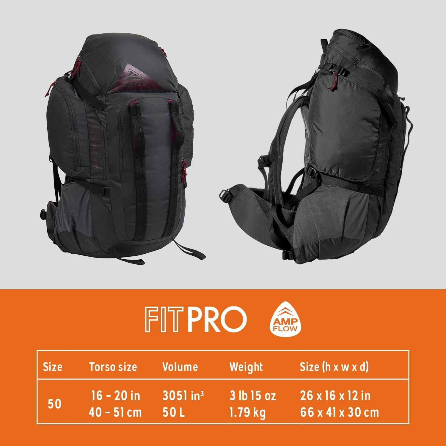 image:imageKelty Redwing 50 Womens 50 Liter Internal Frame Backpack for Hiking Backpacking Travel Hip Belt Women Specific Fit 2023 BlackoutBlackout