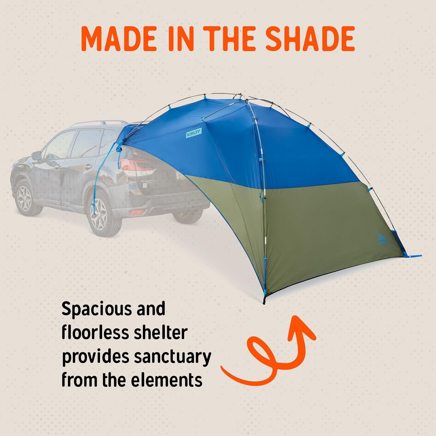 image:imageKelty Sideroads Awning Shelter for Car Camping Tailgating and Summer Beach Trips Protection from Elements and UV Universal Mount Sturdy Steel Frame Easy Setup