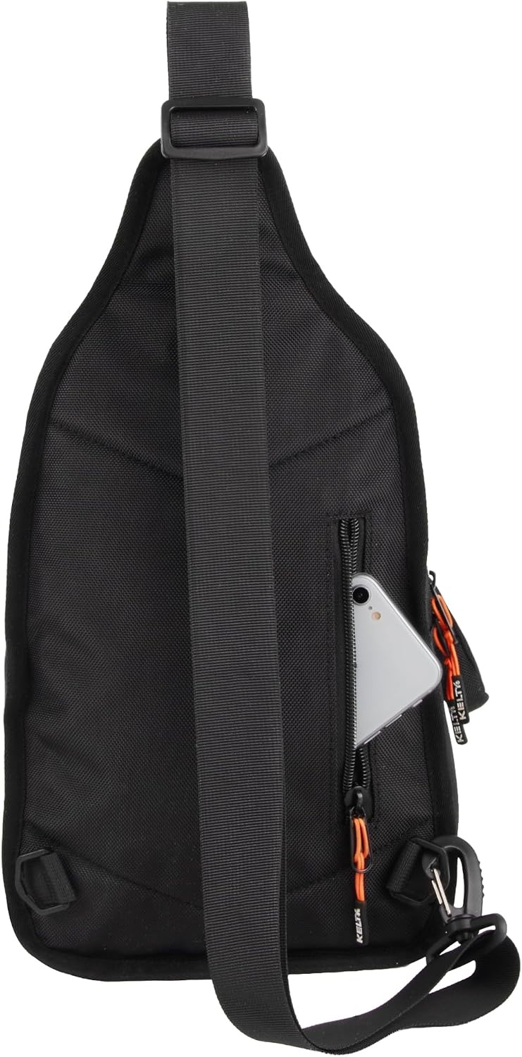 image:imageKelty Sling Crossbody Messenger Shoulder Backpack 825 Liter Capacity with Detachable Keychain Coin PouchBlack Orange