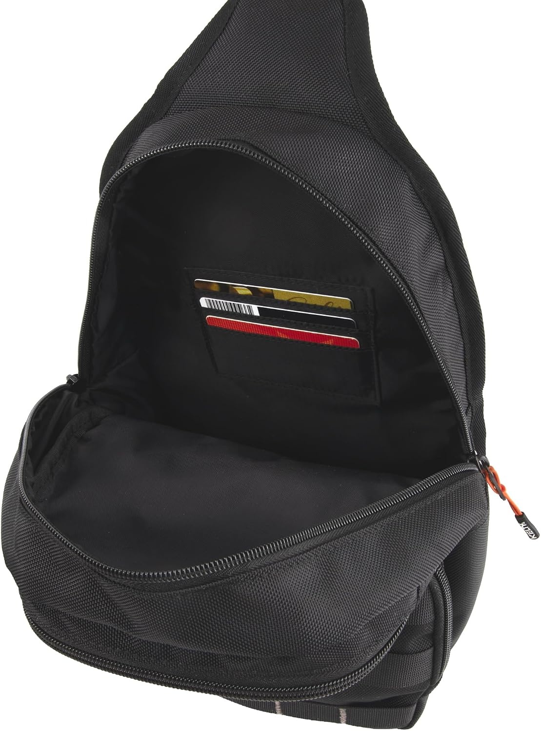 image:imageKelty Sling Crossbody Messenger Shoulder Backpack 825 Liter Capacity with Detachable Keychain Coin PouchBlack Orange